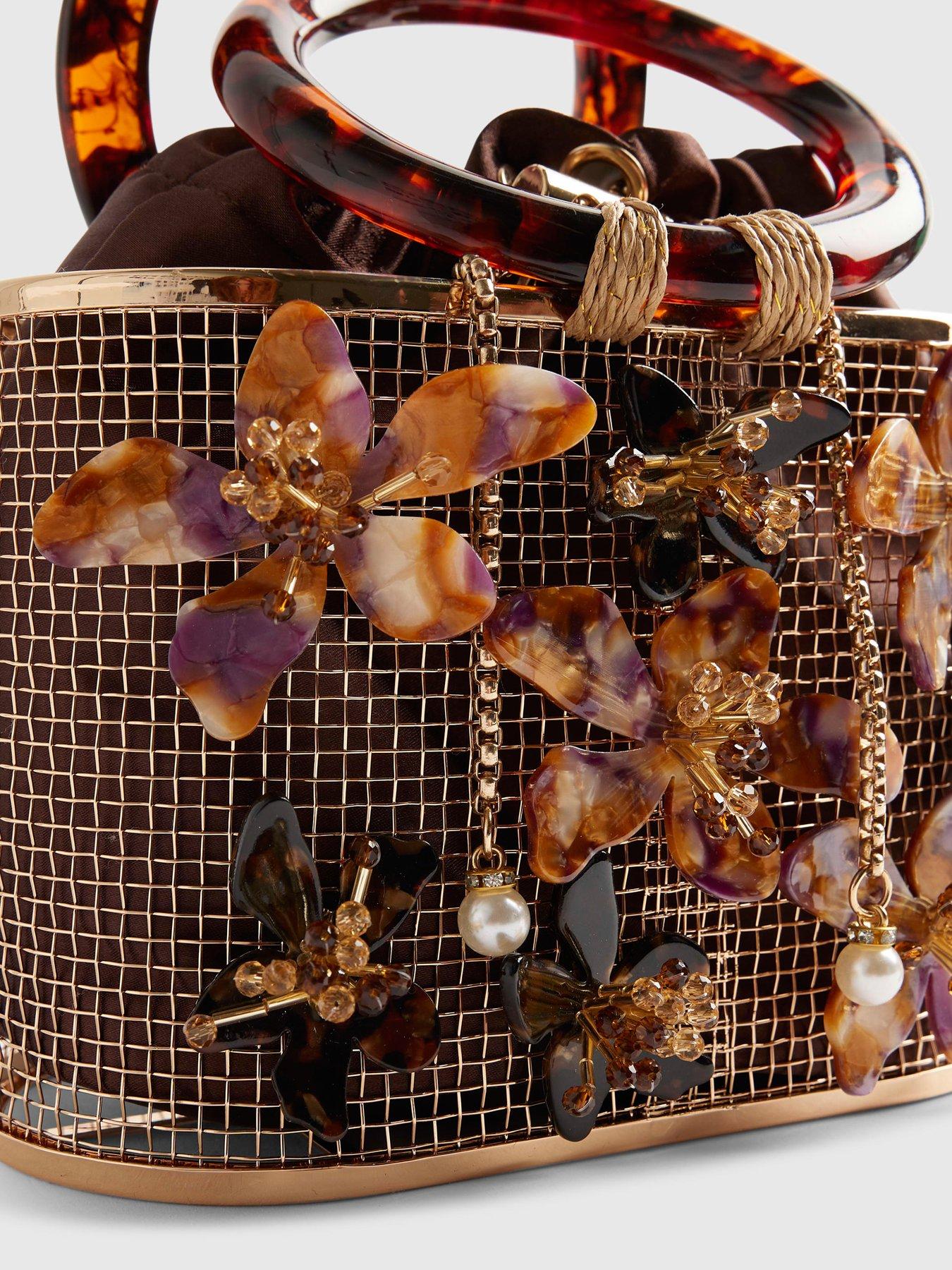  image of river-island-flower-cage-bag-brown
