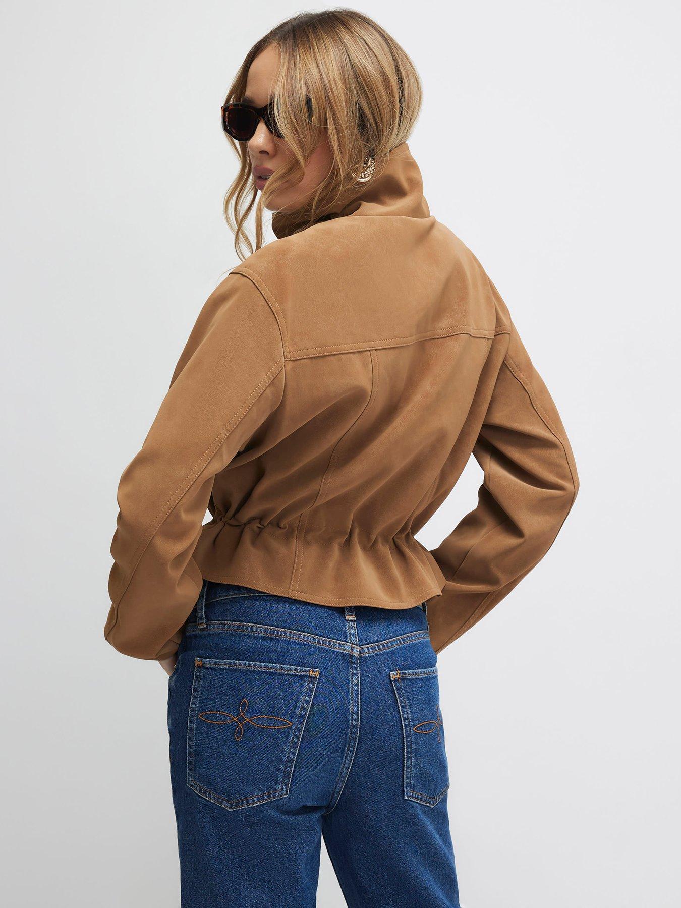 stillFront image of river-island-beige-funnel-neck-drawstring-jacket-beige