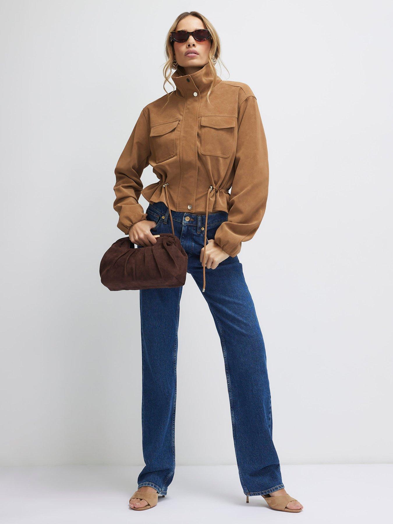  image of river-island-beige-funnel-neck-drawstring-jacket-beige