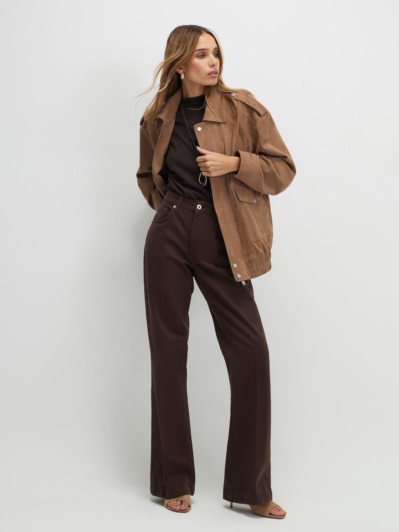 image of river-island-mid-rise-bootcut-jeans-brown
