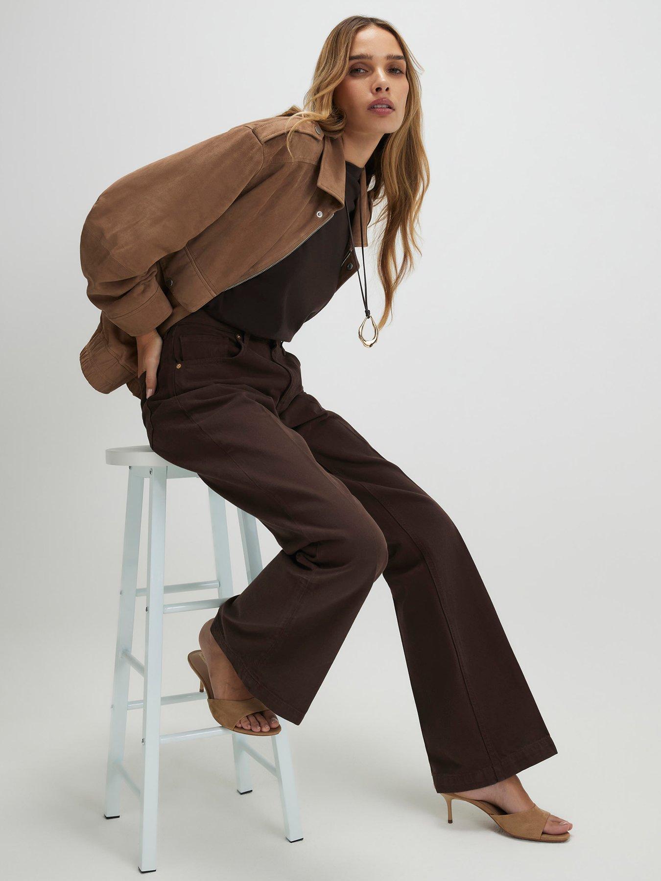  image of river-island-mid-rise-bootcut-jeans-brown