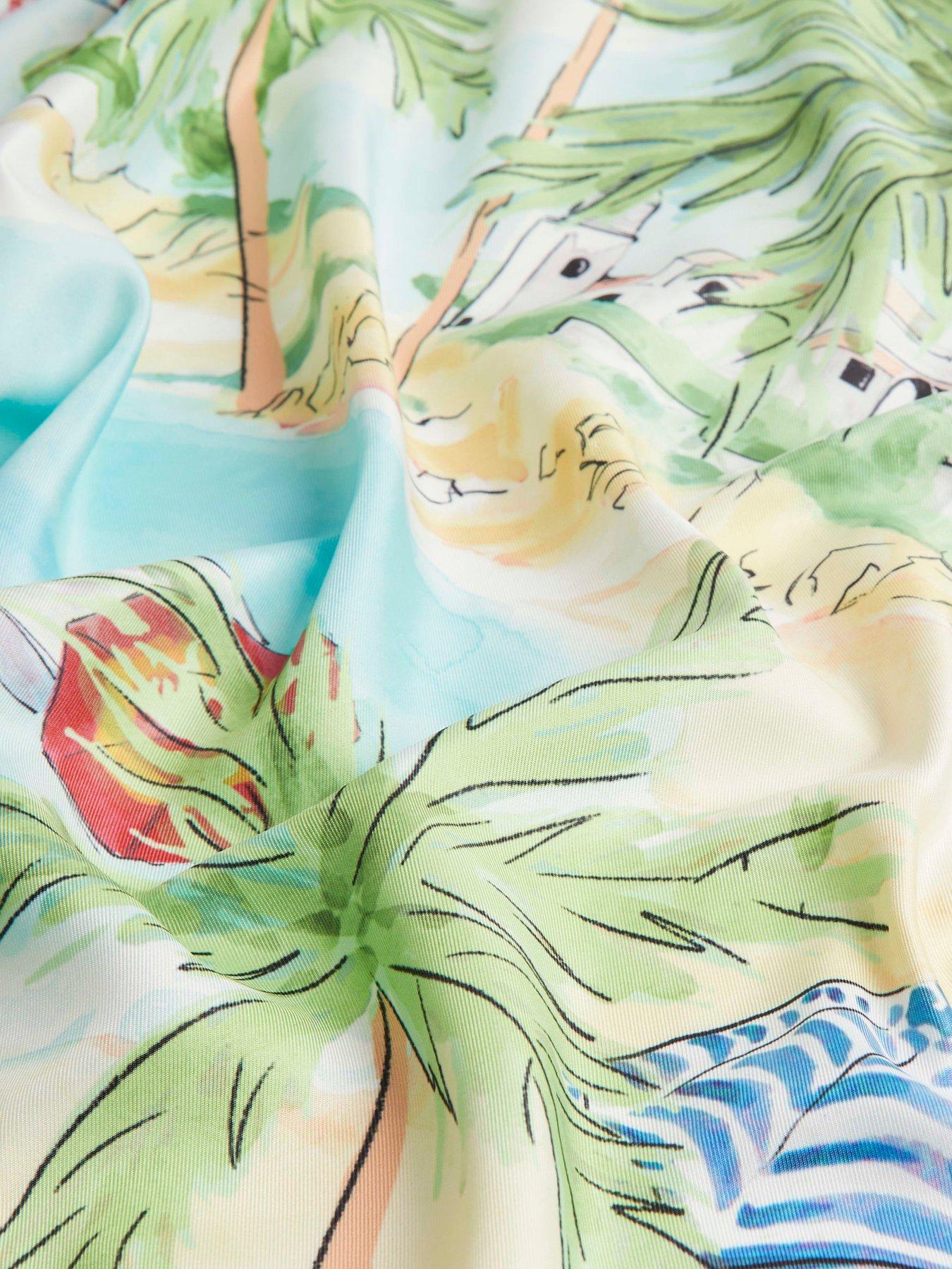 Image 3 of 3 of River Island Palm Tree Large Scarf - White