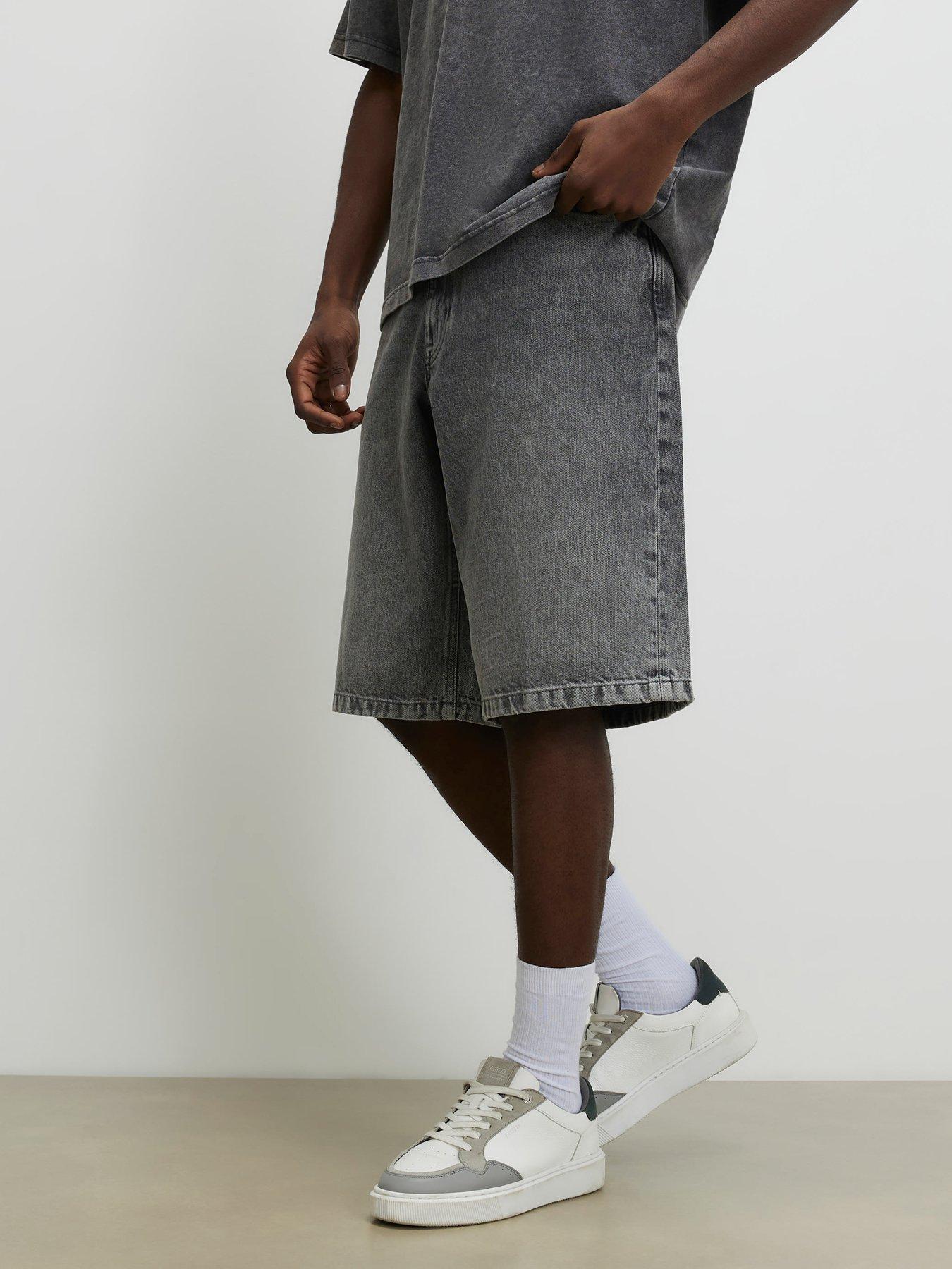 River Island Washed Denim Jorts - Grey