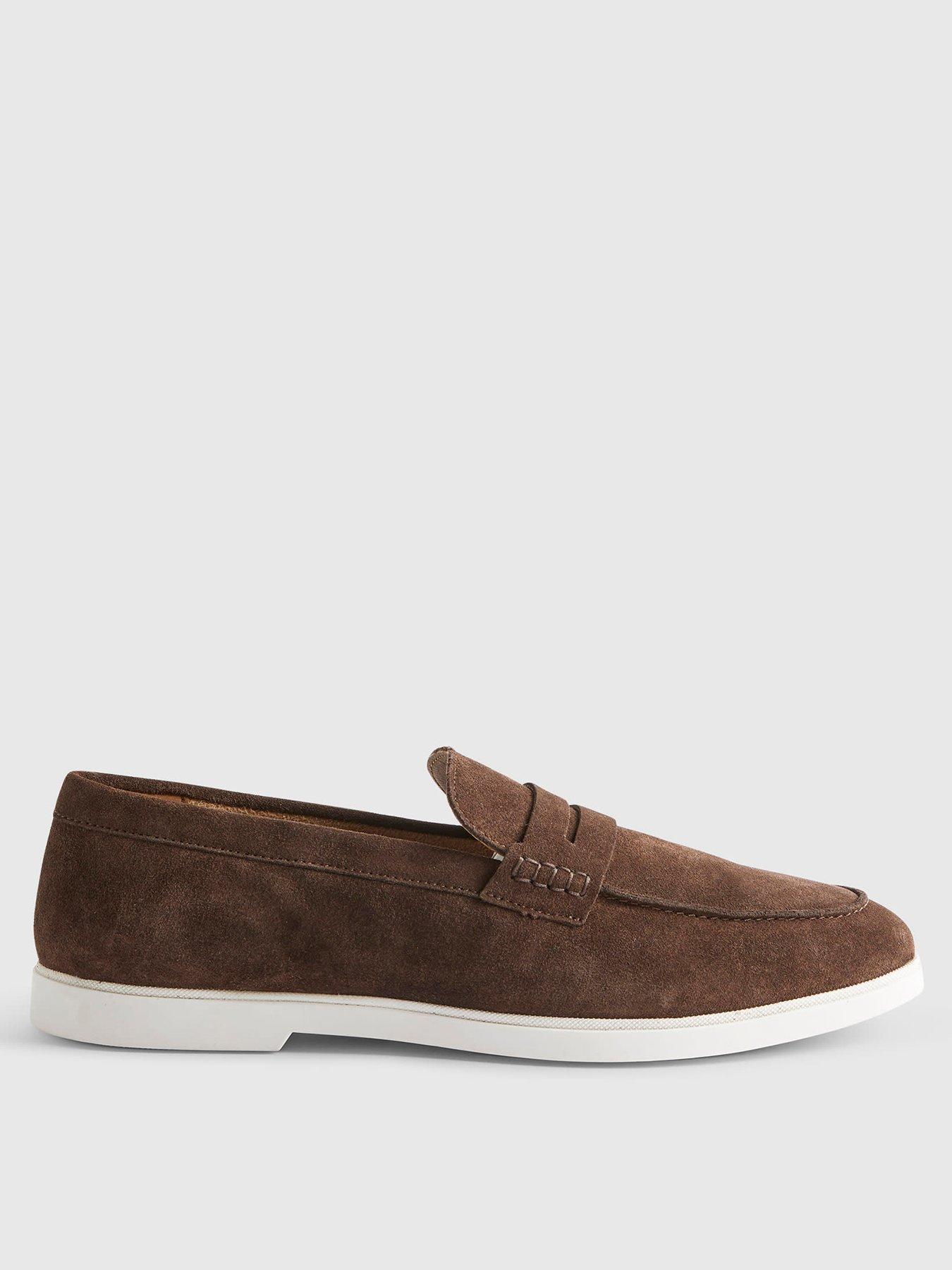 front image of river-island-suede-loafers-brown