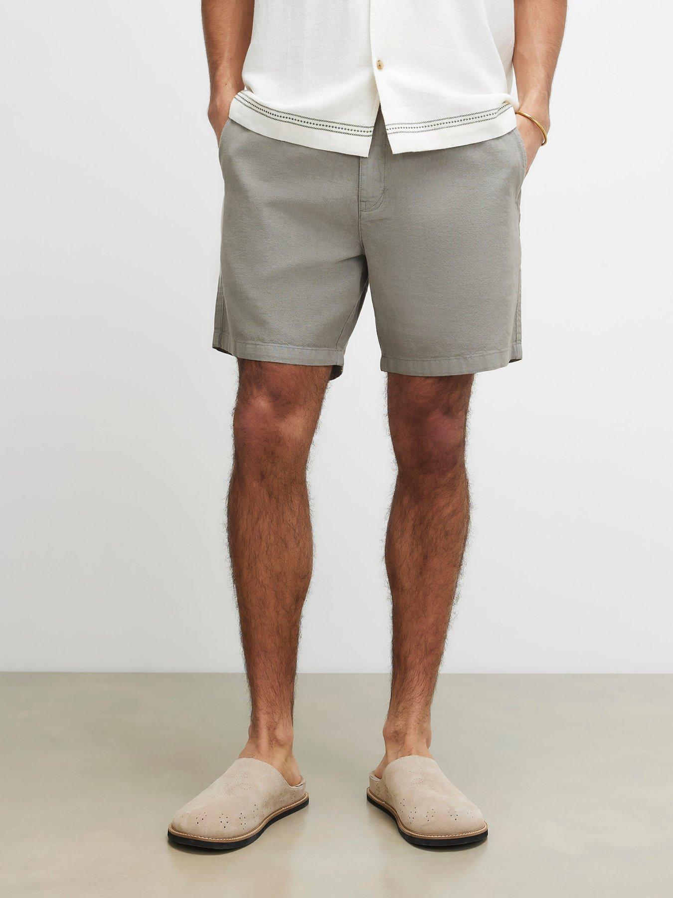 River Island Regular Fit Linen Pull On Shorts - Green
