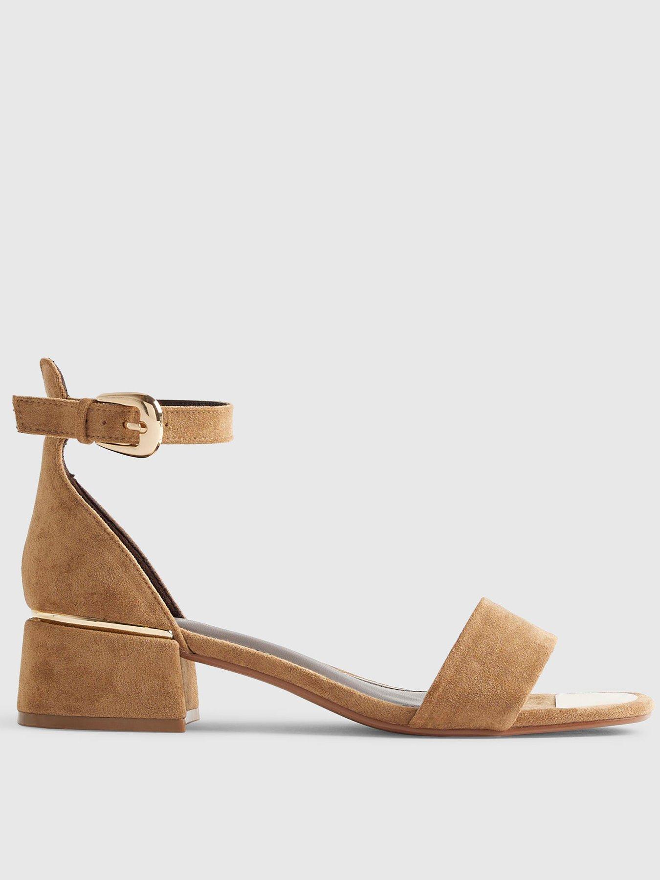 River Island Beige Faux Suede Low Block Heel Sandals - Beige