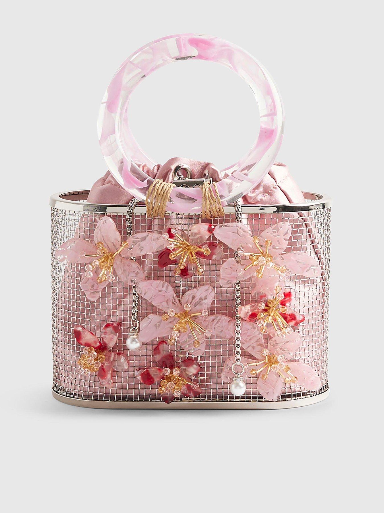 River Island Flower Cage Bag - Pink