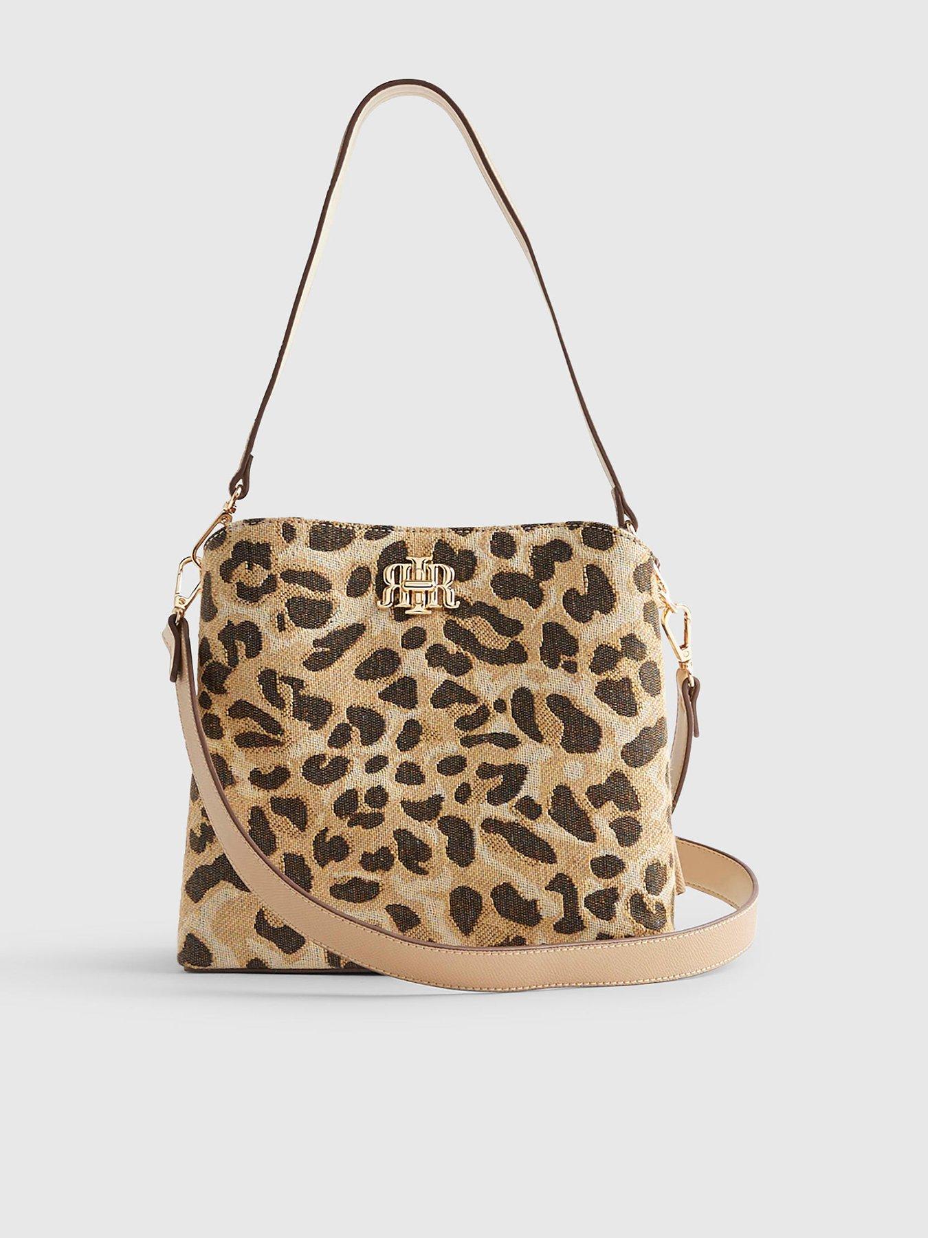  image of river-island-leopard-jacquard-bucket-bag-beige