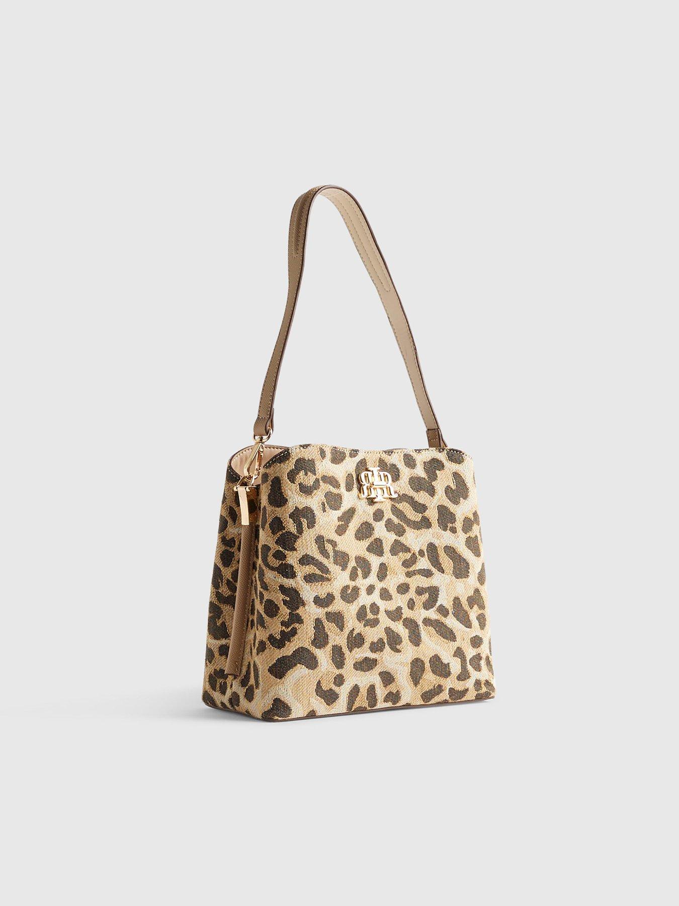  image of river-island-leopard-jacquard-bucket-bag-beige