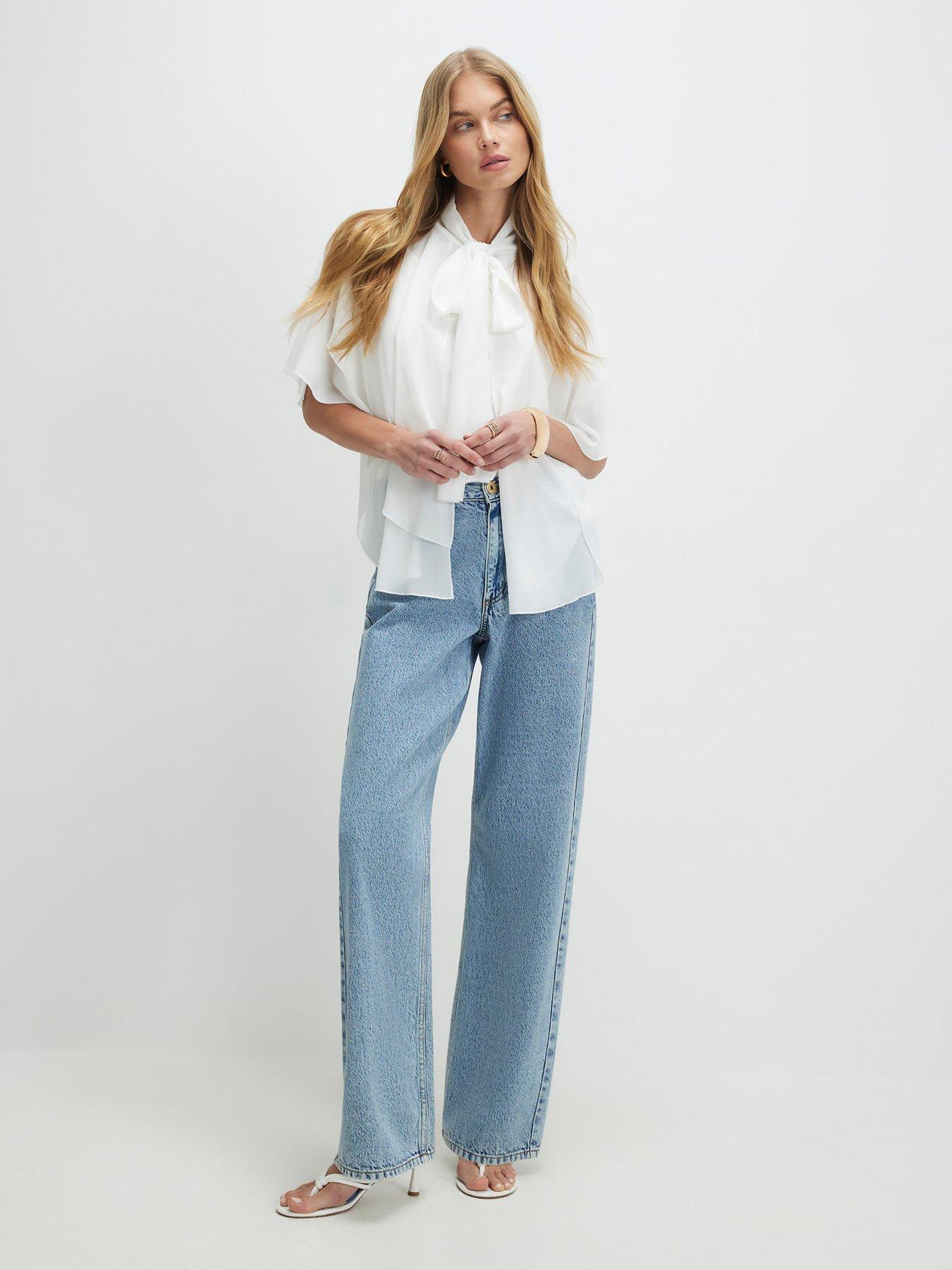 Image 3 of 4 of River Island High Neck Ruffle Cape - Cream