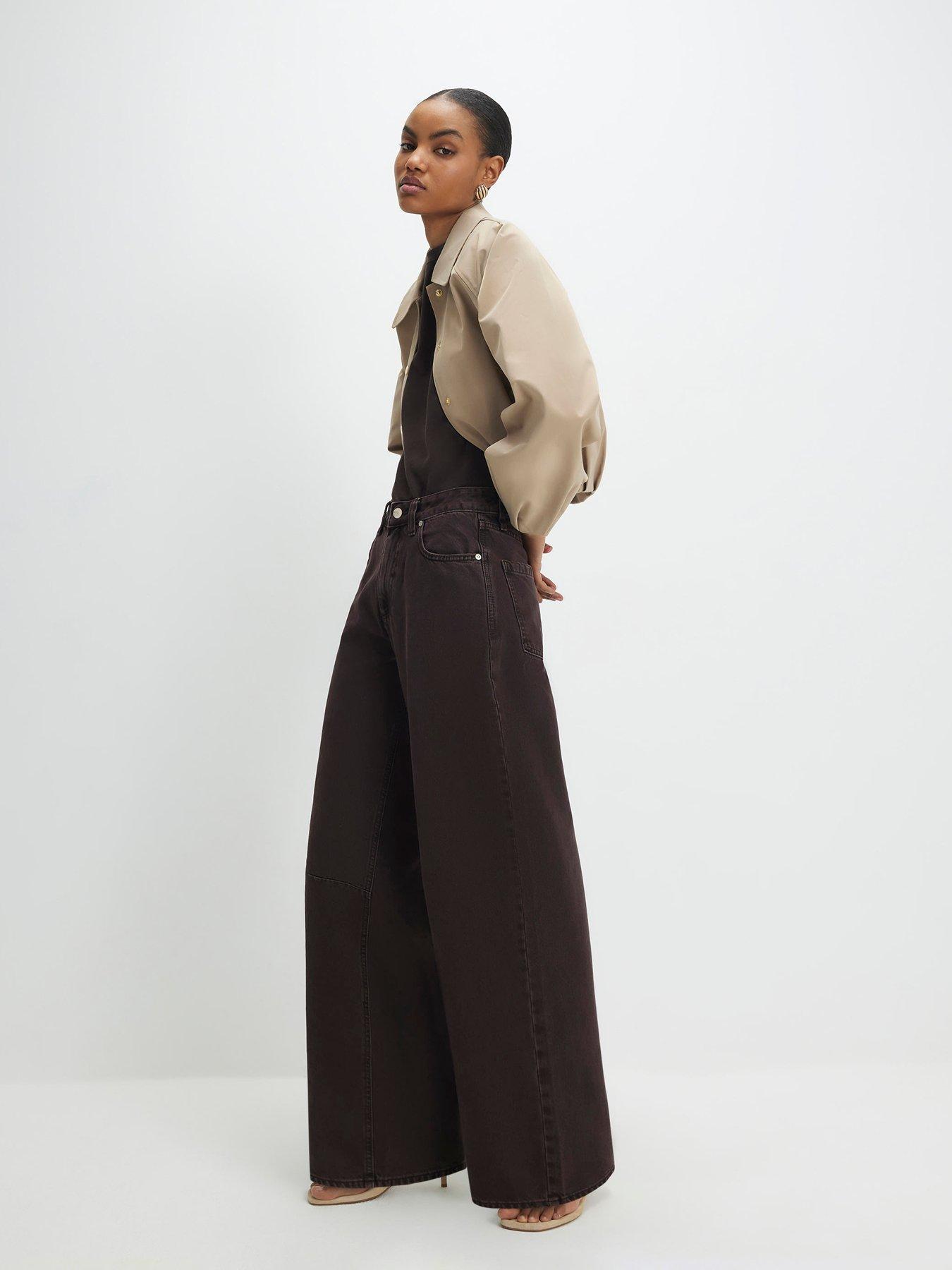 River Island High Waisted Baggy Jeans - Brown