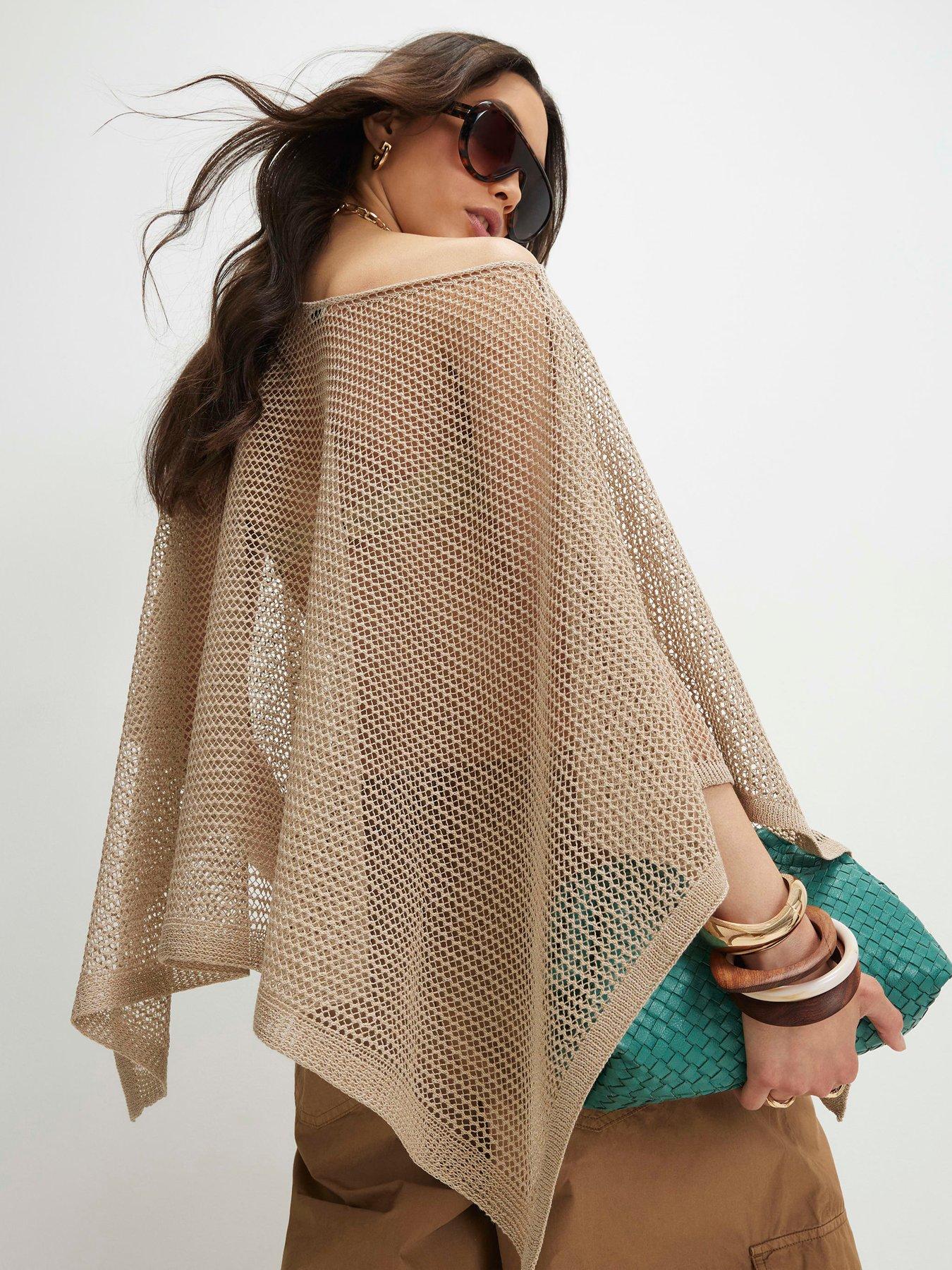 Image 2 of 4 of River Island Metallic Knitted Cape - Gold
