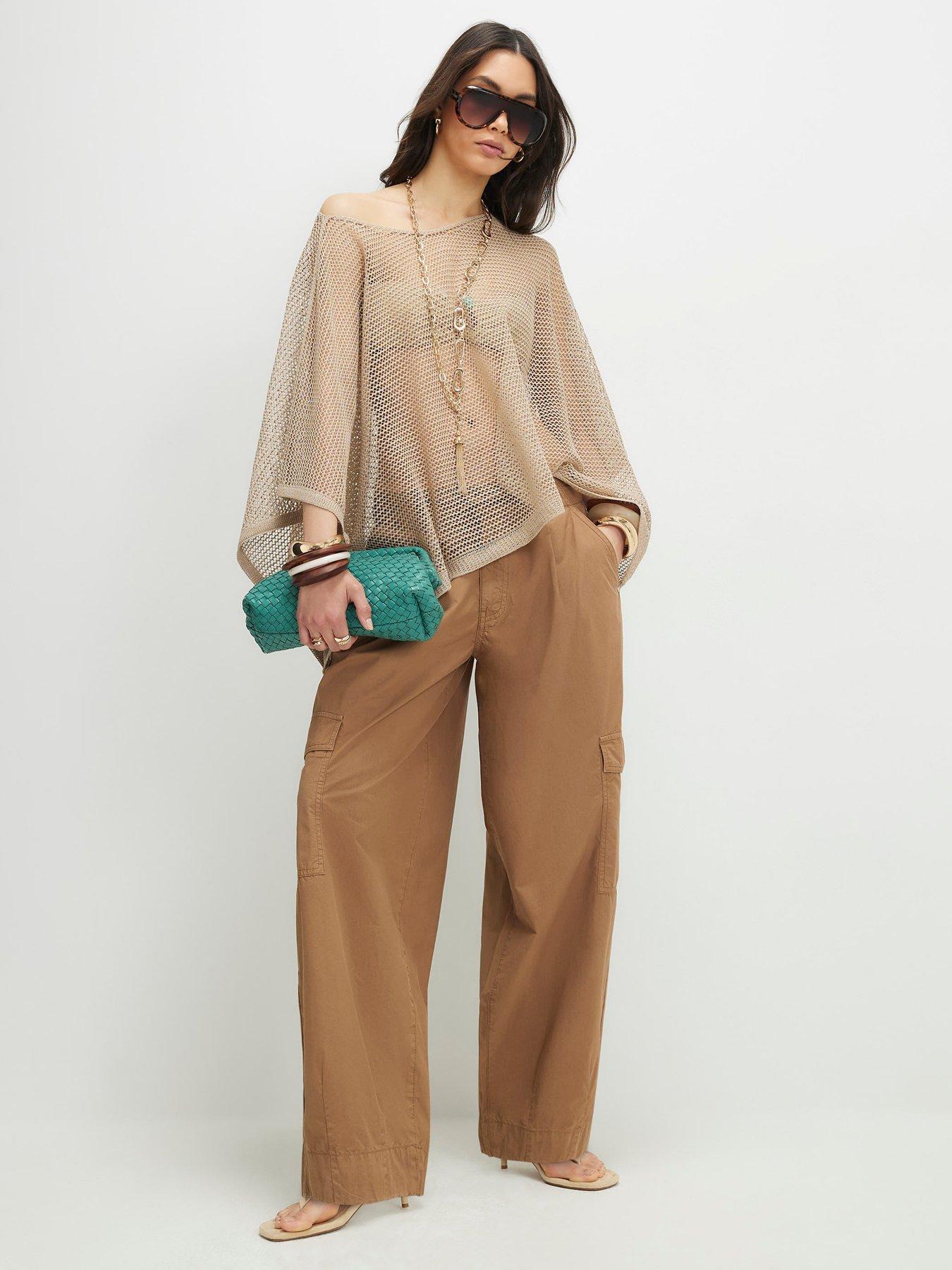 Image 3 of 4 of River Island Metallic Knitted Cape - Gold