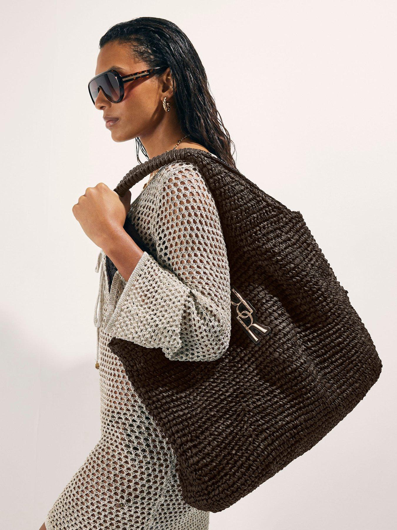 Image 1 of 4 of River Island Rr Raffia Shopper Bag - Brown