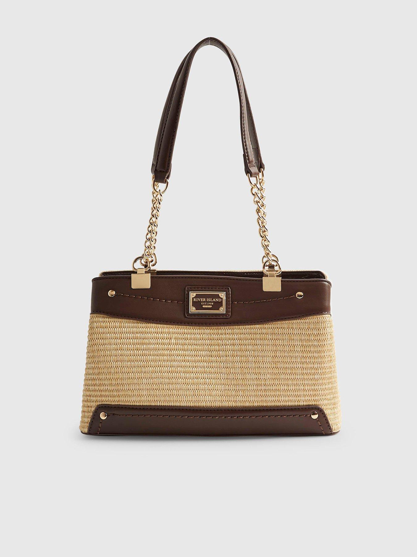 stillFront image of river-island-raffia-chain-handle-shoulder-bag-beige