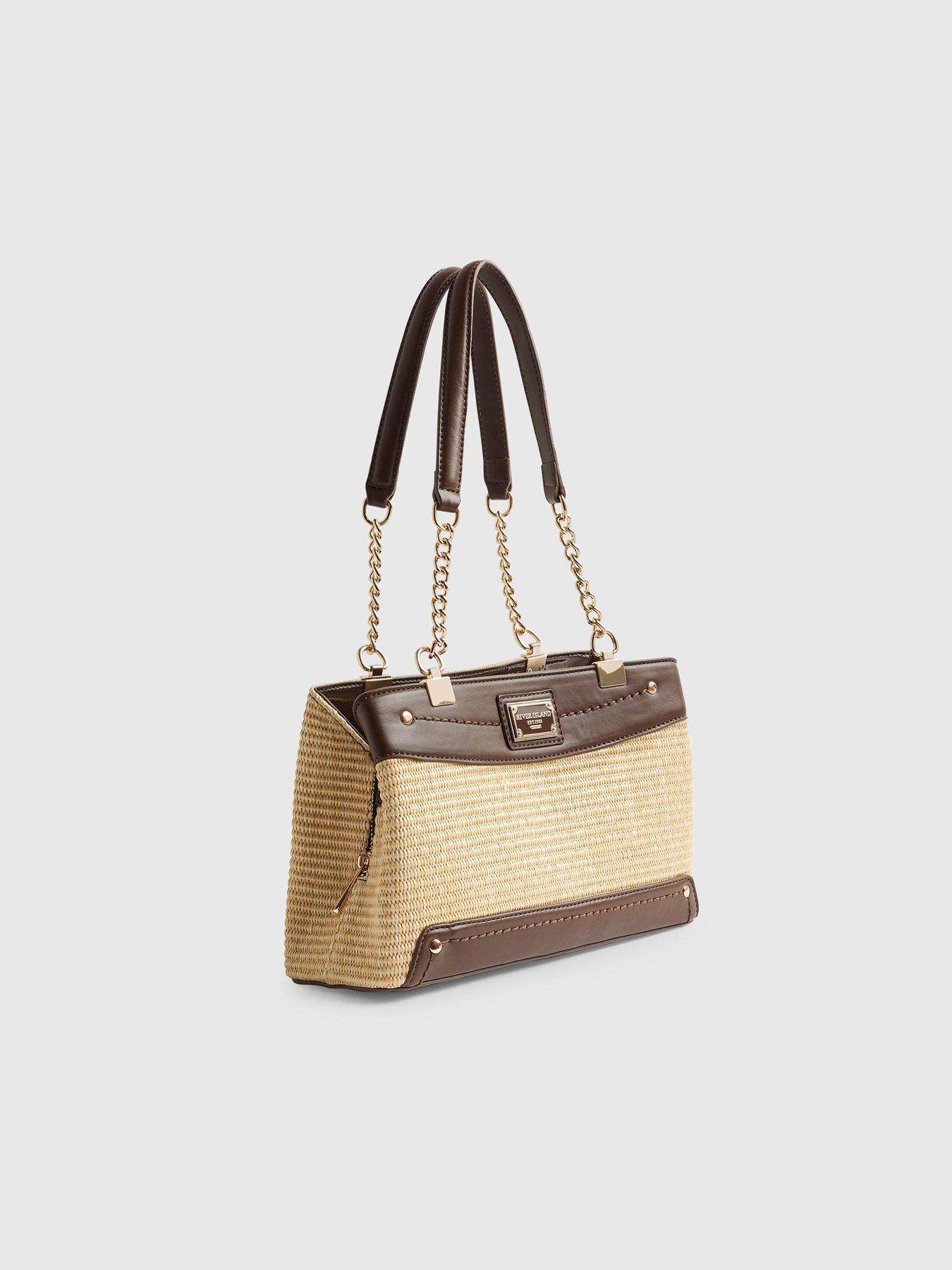  image of river-island-raffia-chain-handle-shoulder-bag-beige