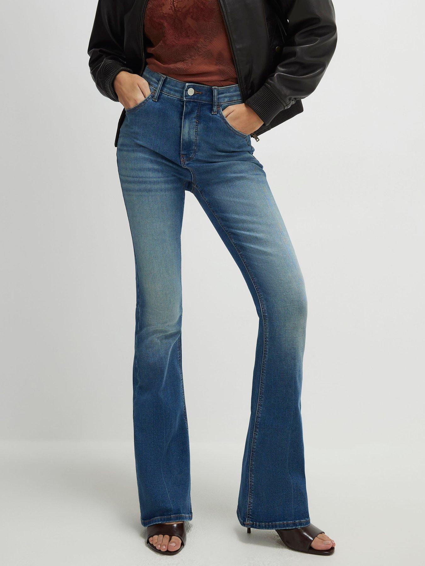 River Island Washed Sculpt Flare Jeans - Blue