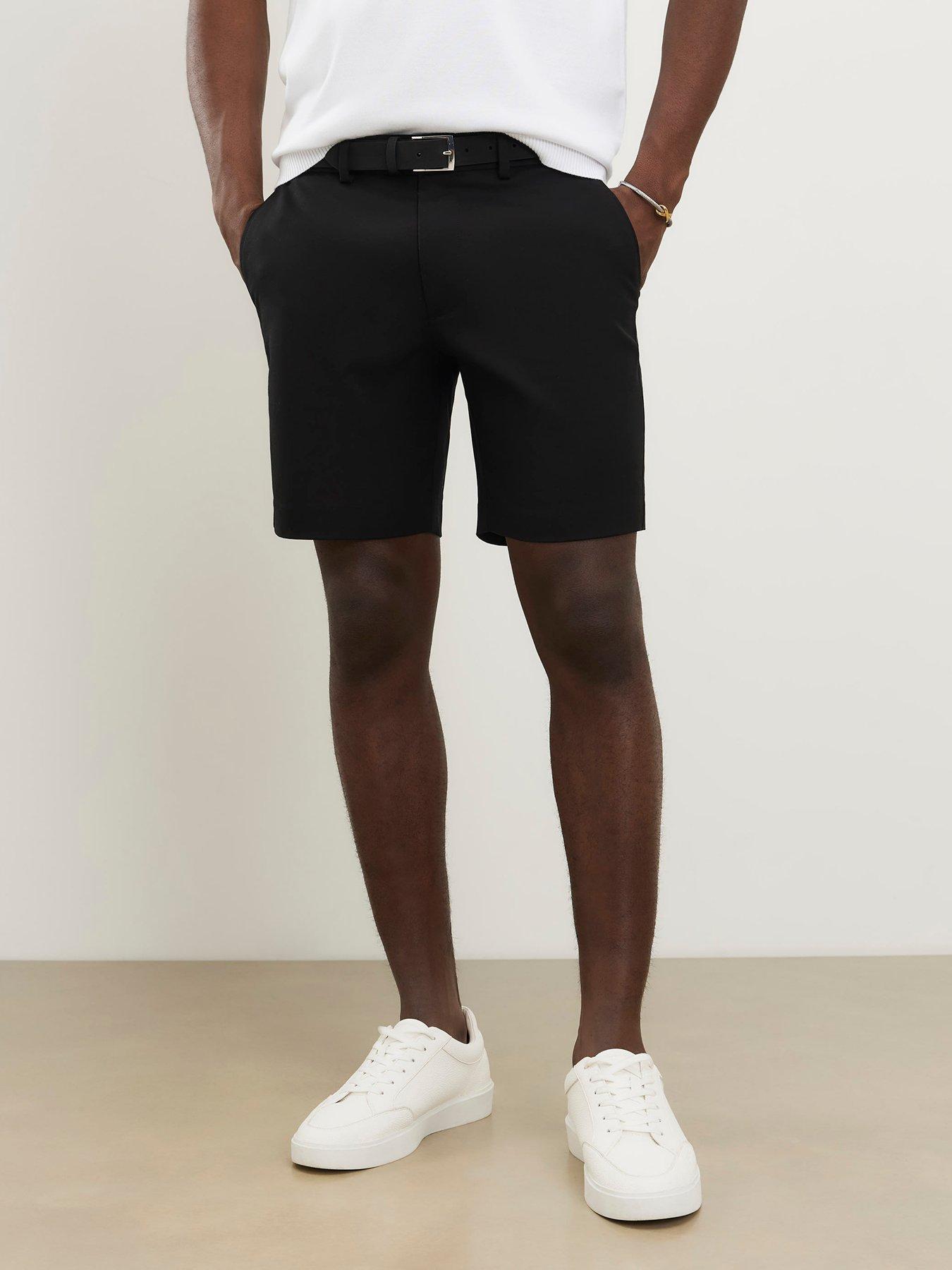 River Island Slim Fit Belted Chino Shorts - Black