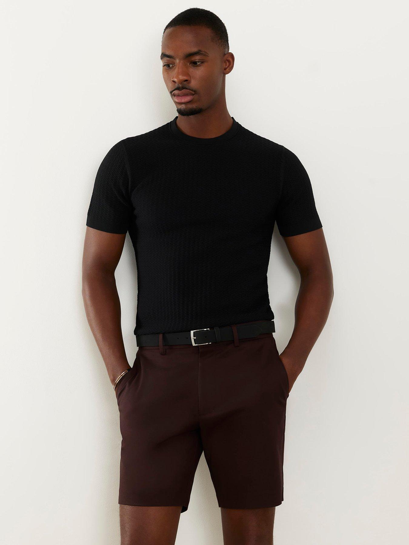 River Island Slim Fit Belted Chino Shorts - Brown