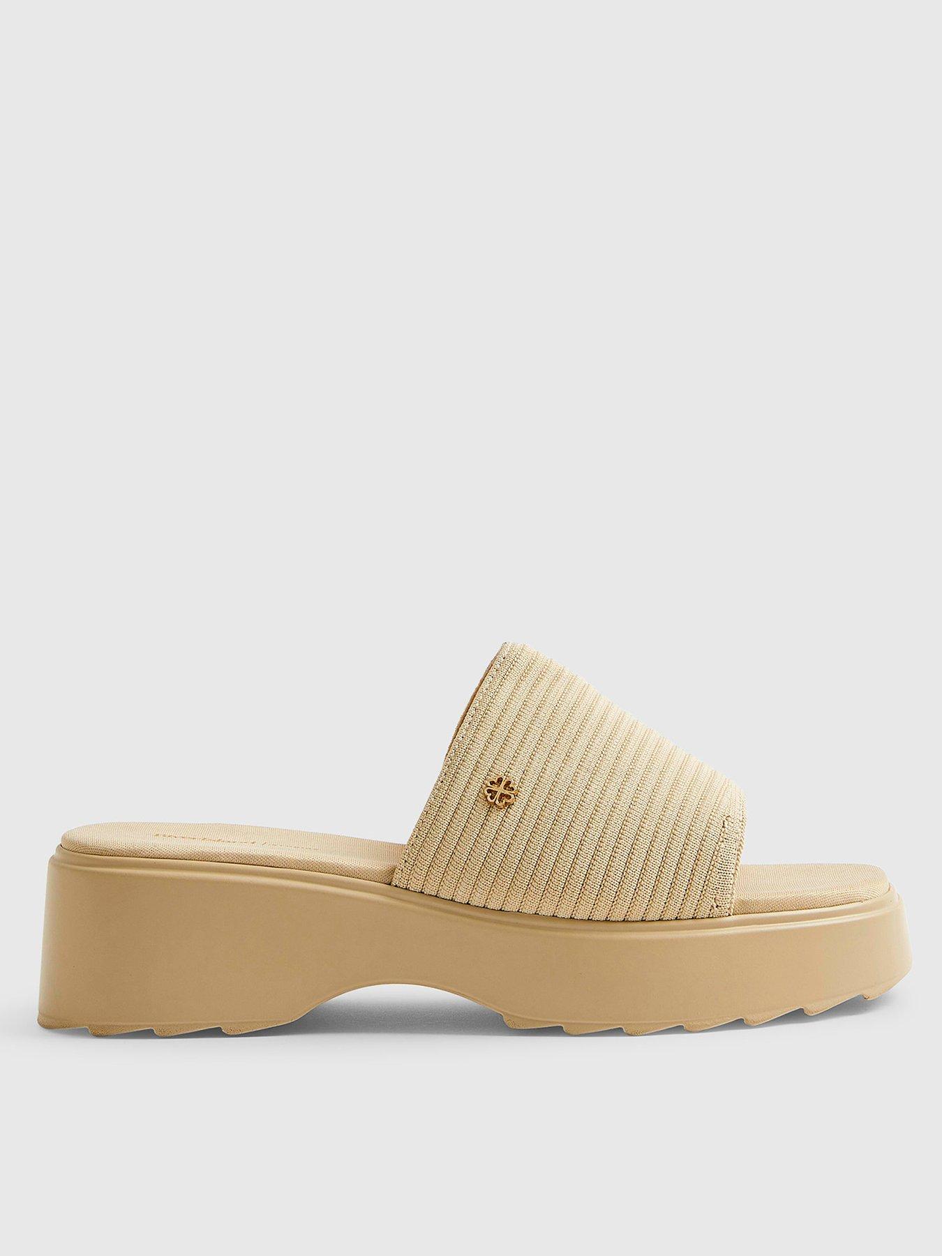 River Island Beige Knitted Mule Flatform Sandals - Cream