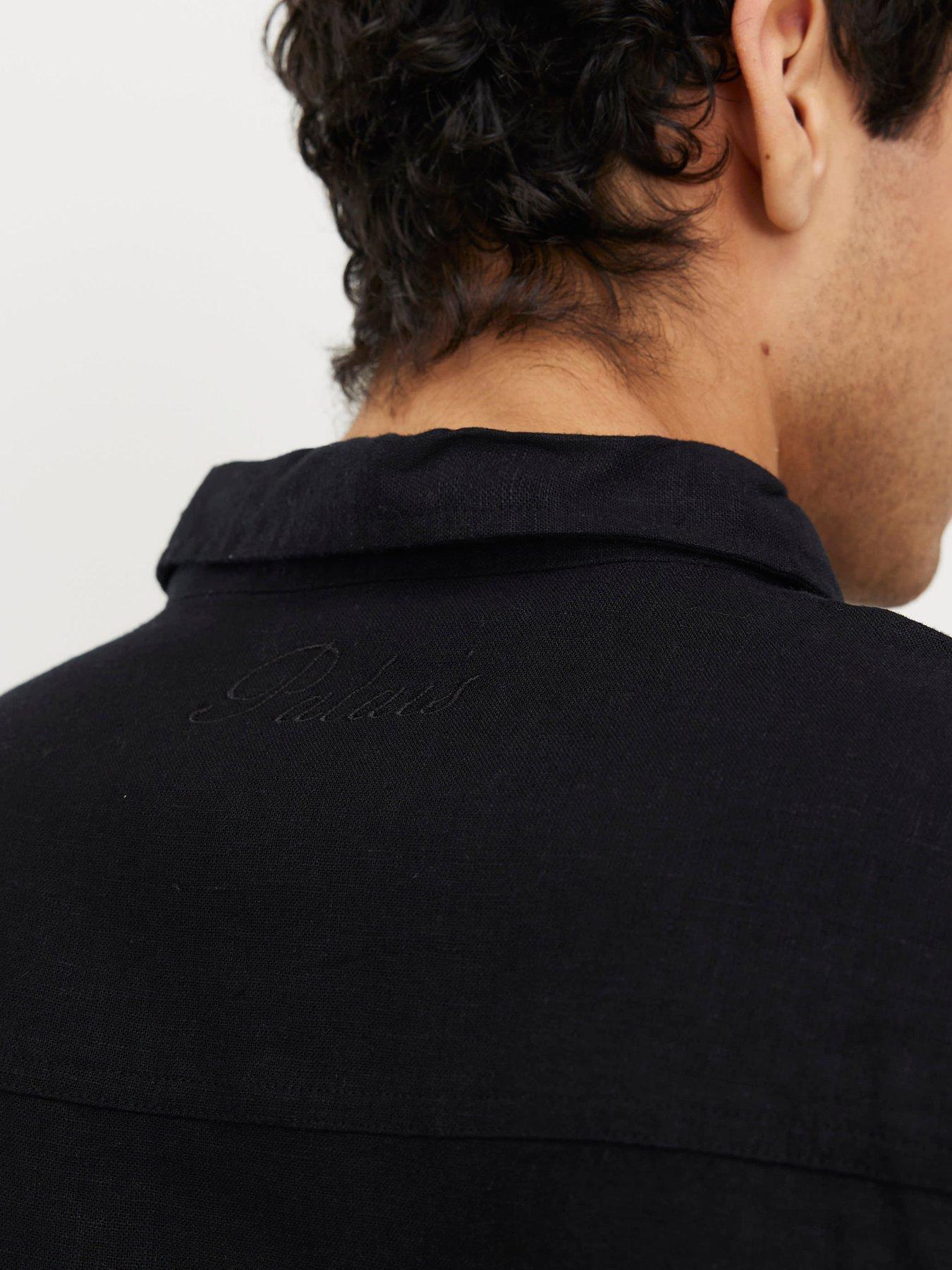Image 2 of 4 of River Island Regular Fit Linen Blend Shirt - Black