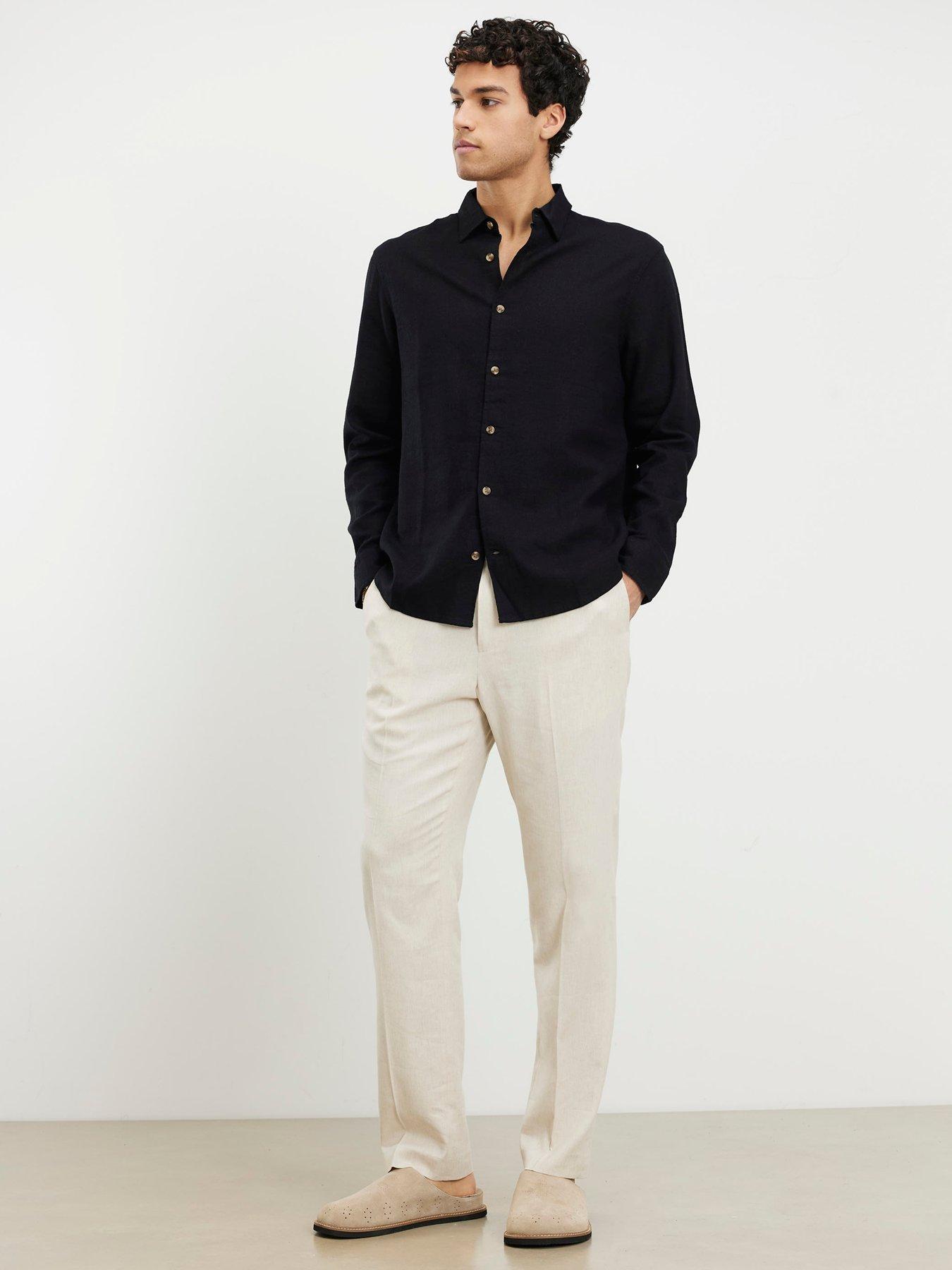 Image 3 of 4 of River Island Regular Fit Linen Blend Shirt - Black