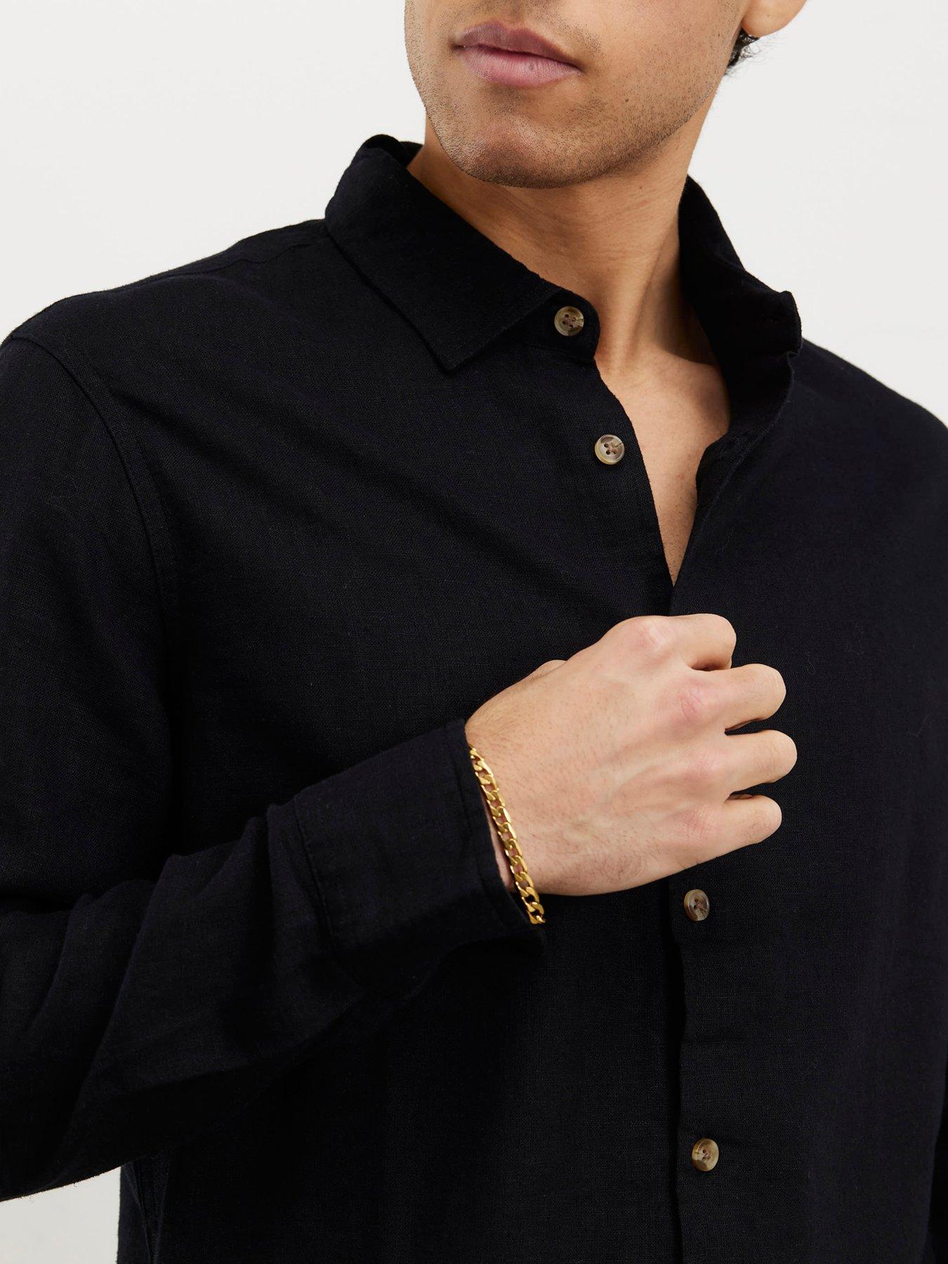 Image 4 of 4 of River Island Regular Fit Linen Blend Shirt - Black