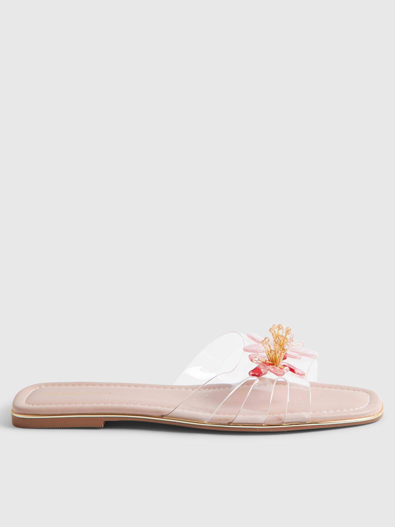 Image 2 of 5 of River Island Perspex Flower Flat Sandals - Pink