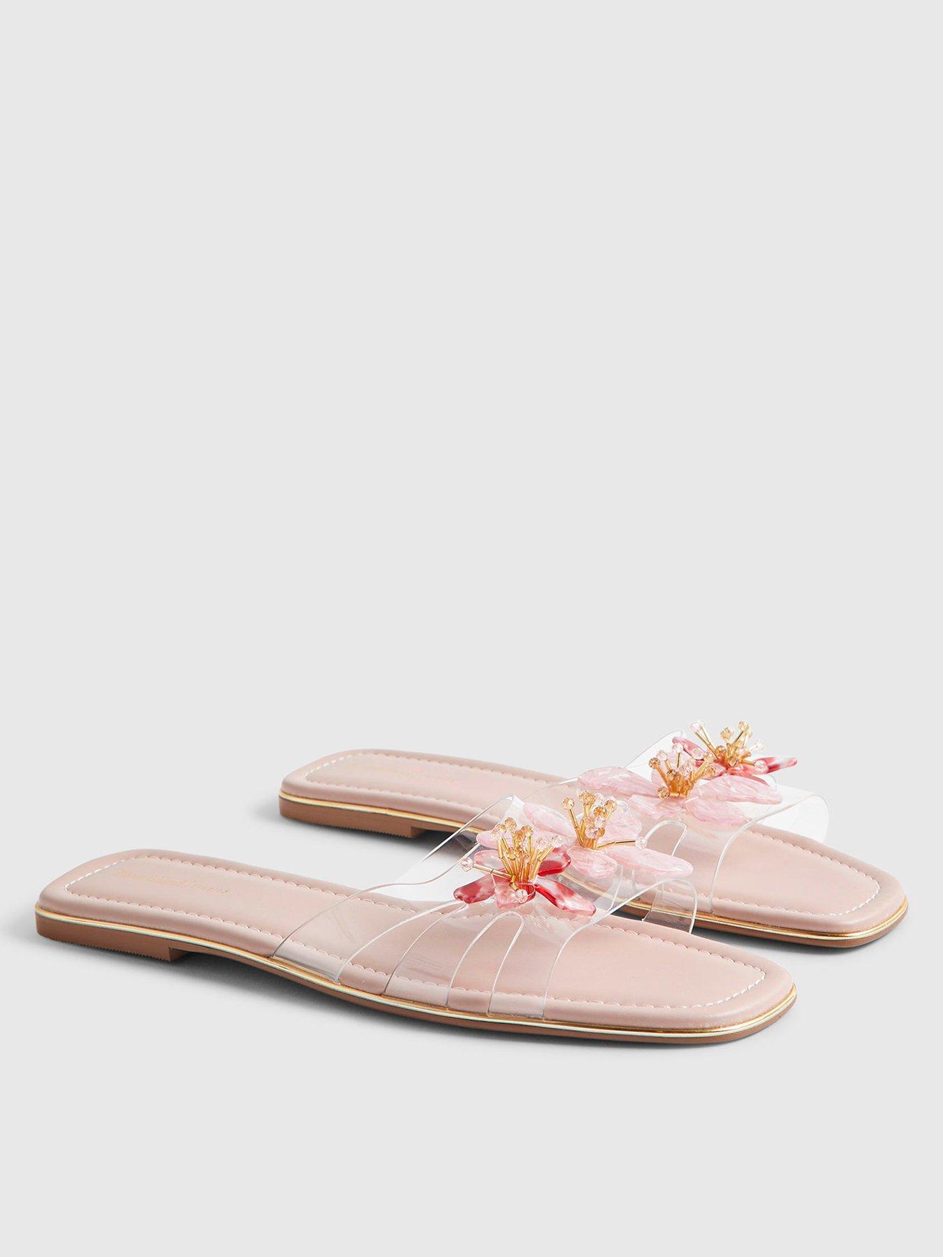 Image 3 of 5 of River Island Perspex Flower Flat Sandals - Pink