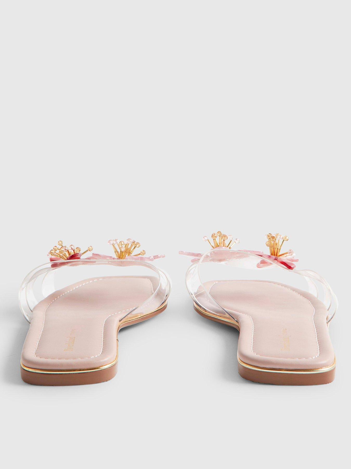 Image 4 of 5 of River Island Perspex Flower Flat Sandals - Pink