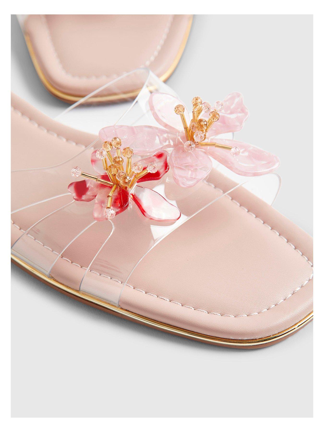 Image 5 of 5 of River Island Perspex Flower Flat Sandals - Pink
