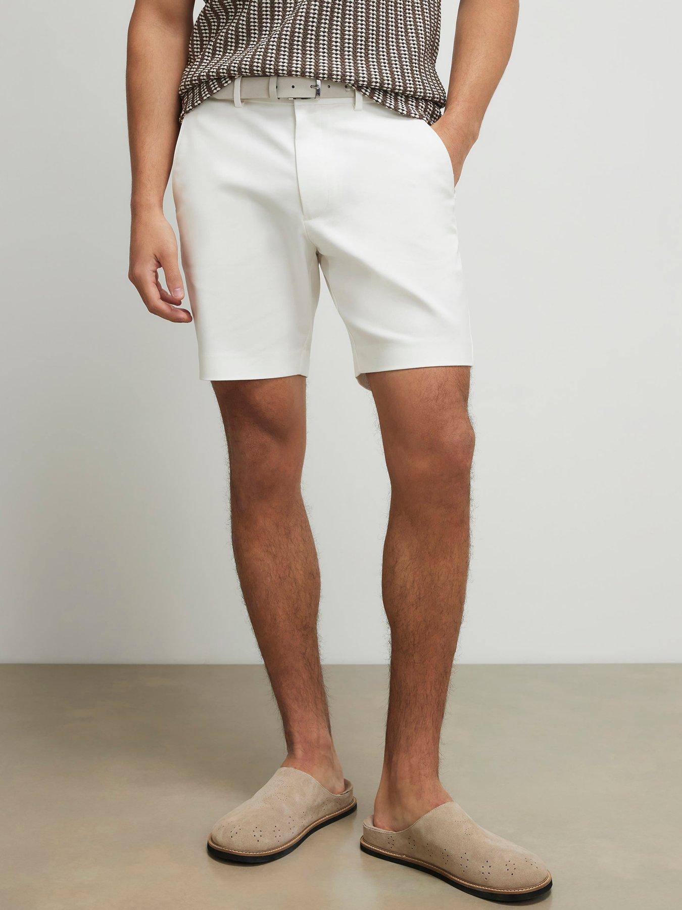 River Island Cream Slim Fit Belted Chino Shorts