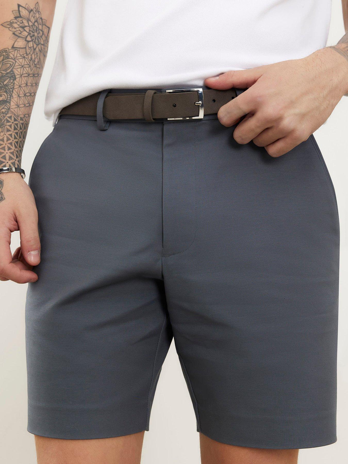 River Island Slim Fit Belted Chino Shorts