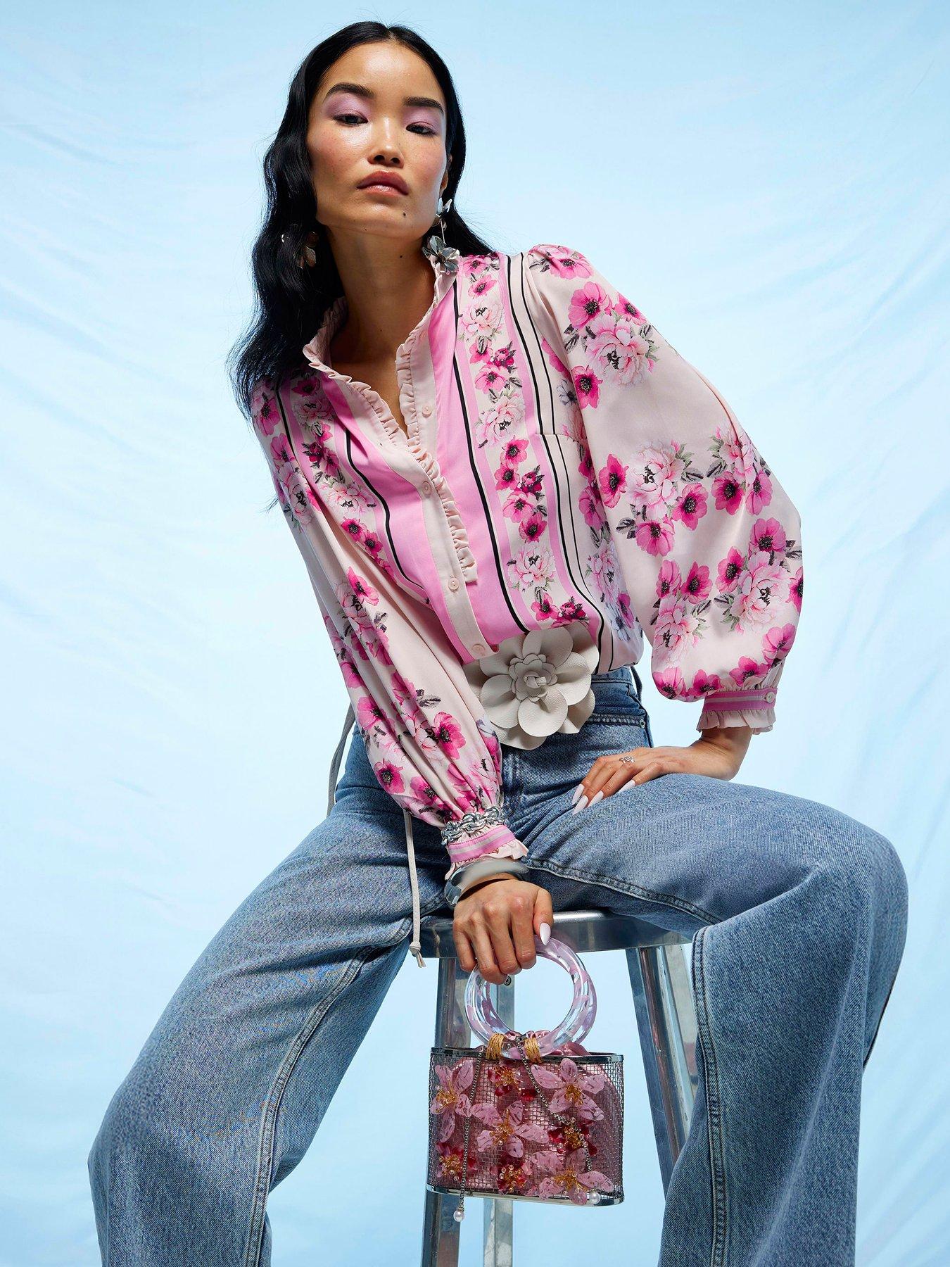 River Island Floral Half Placket Blouse