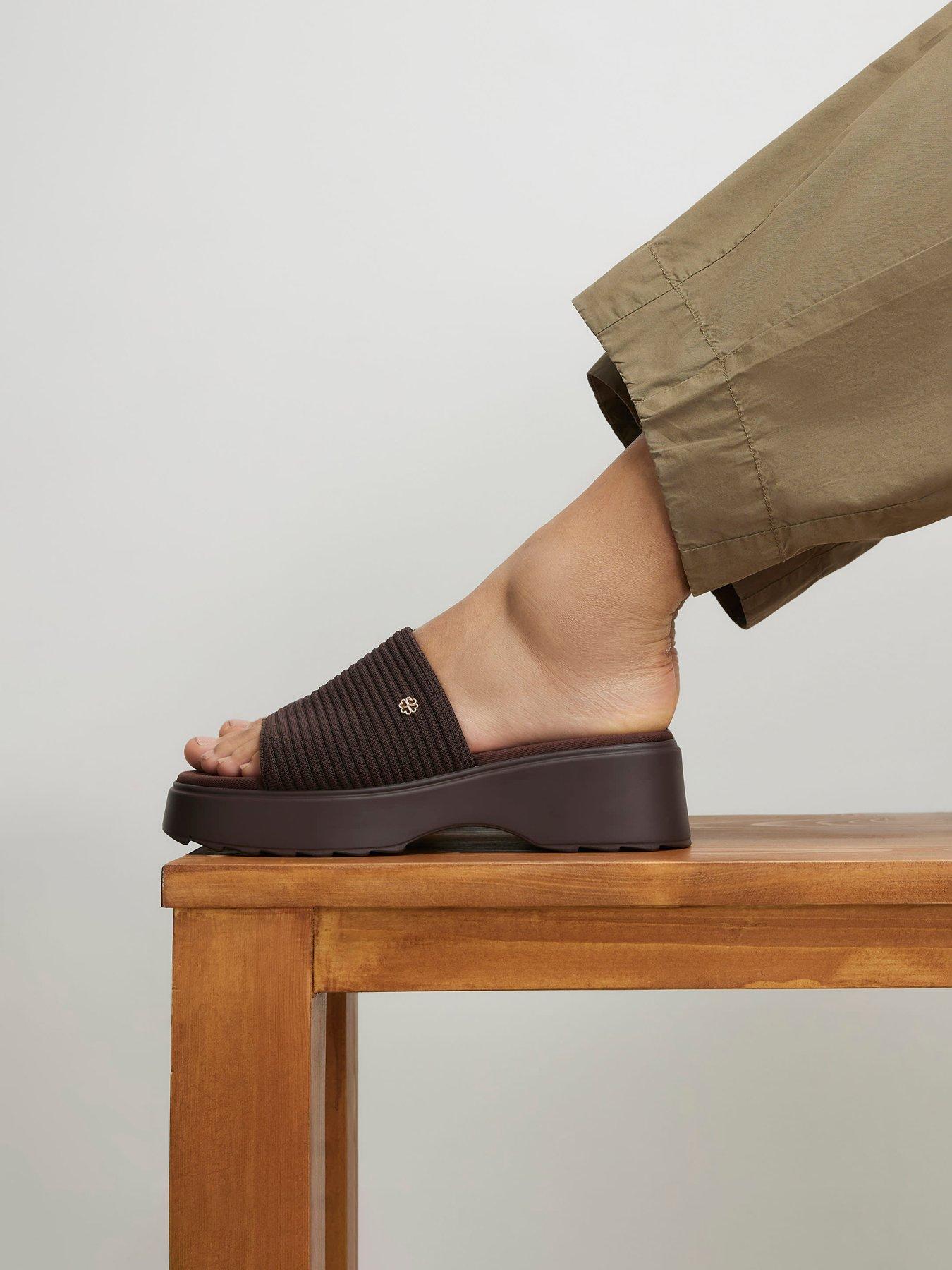 Image 1 of 4 of River Island Knitted Flatform Mule Sandals
