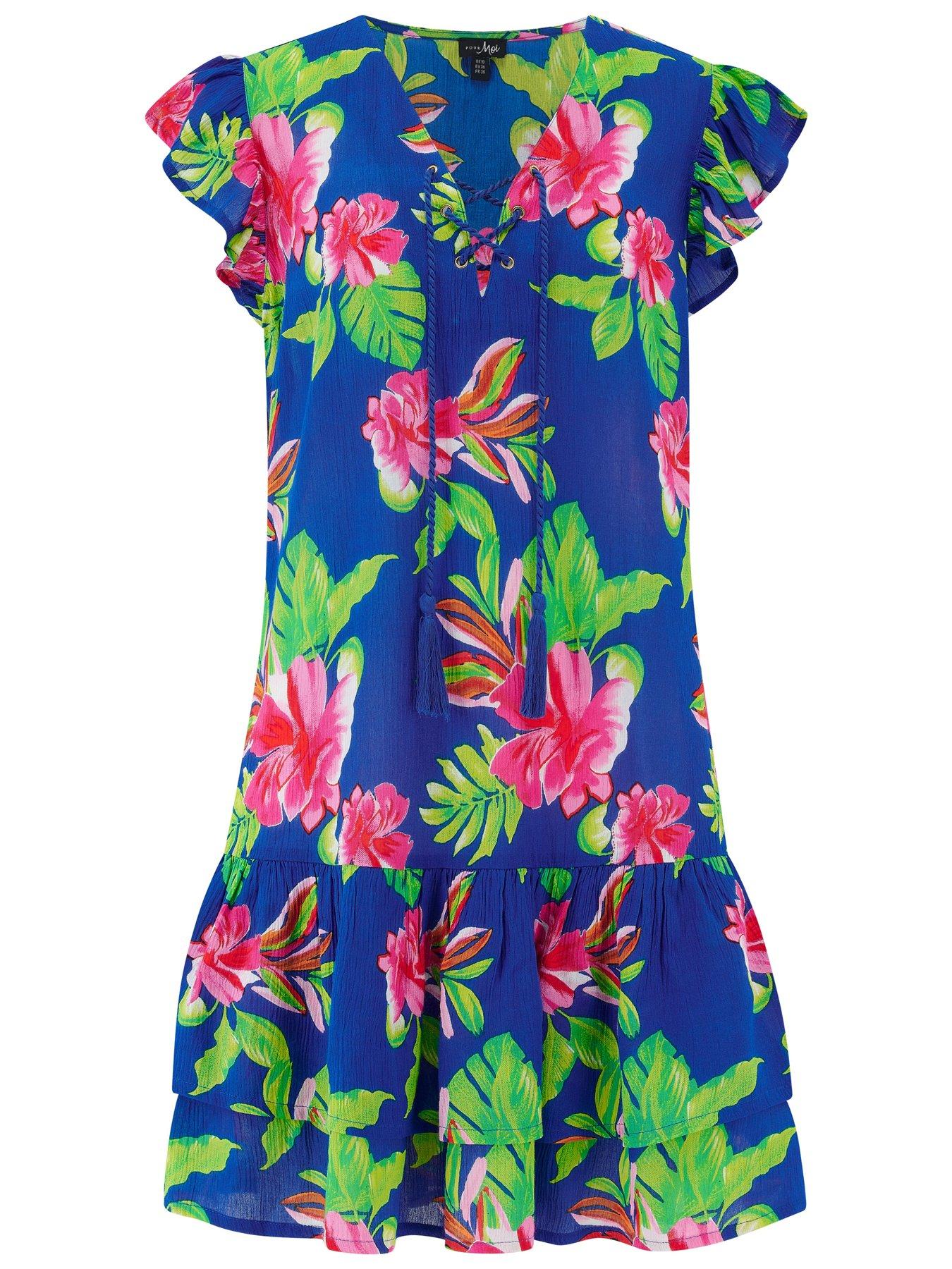 Image 3 of 4 of Pour Moi Gracie Crinkle Frill Swing Beach Dress