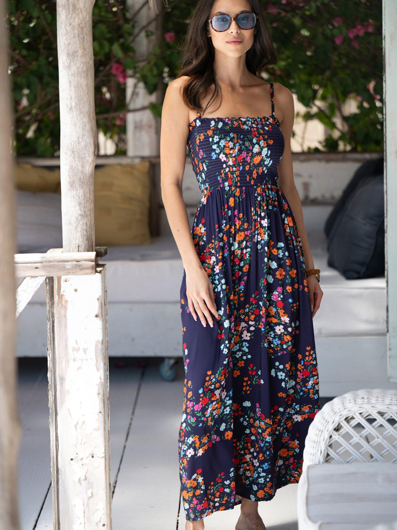 Pour Moi Emma Strapless Shirred Bodice Maxi Beach Dress