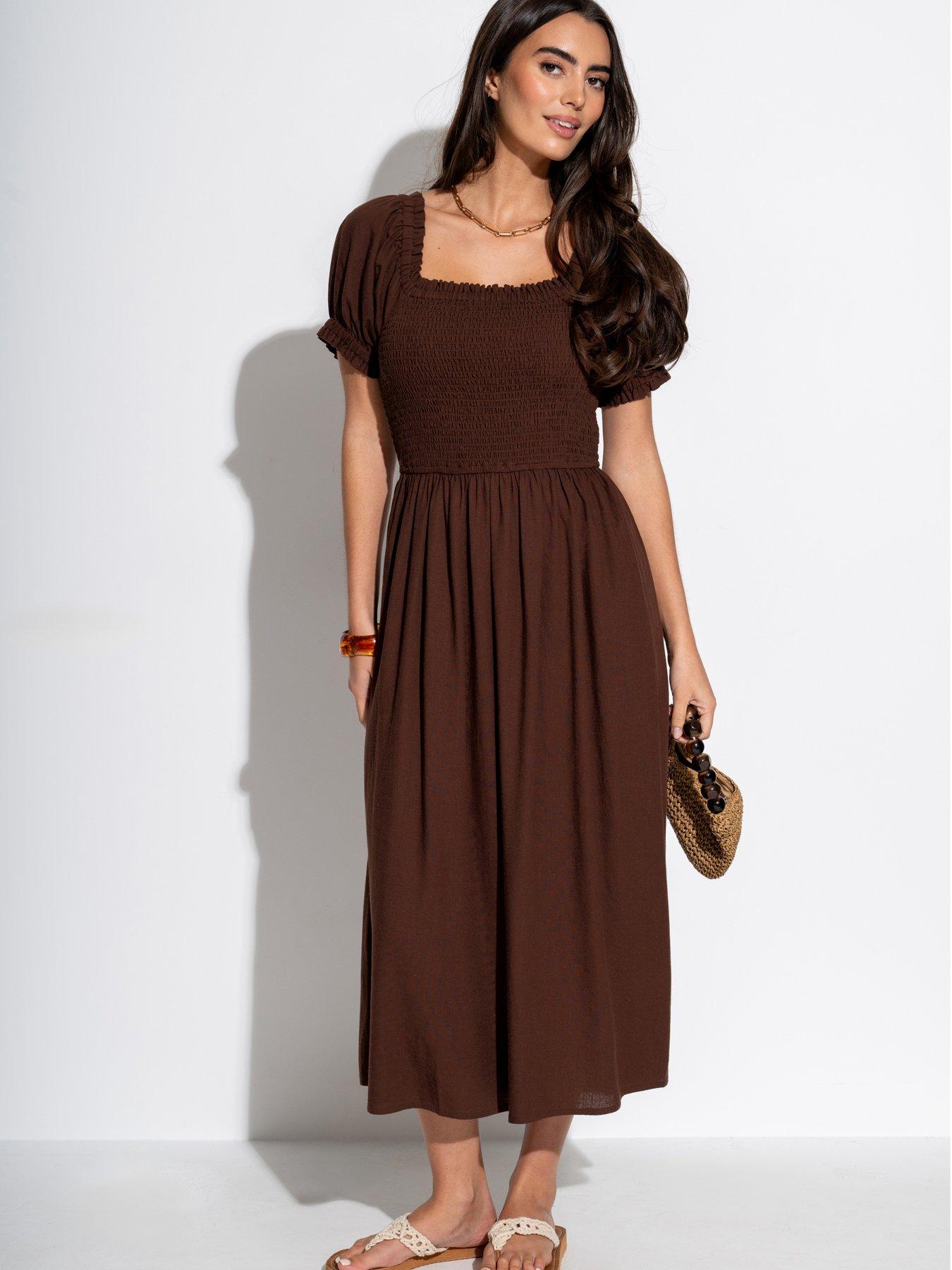 Image 1 of 4 of Pour Moi Daisy Linen Blend Midi Dress