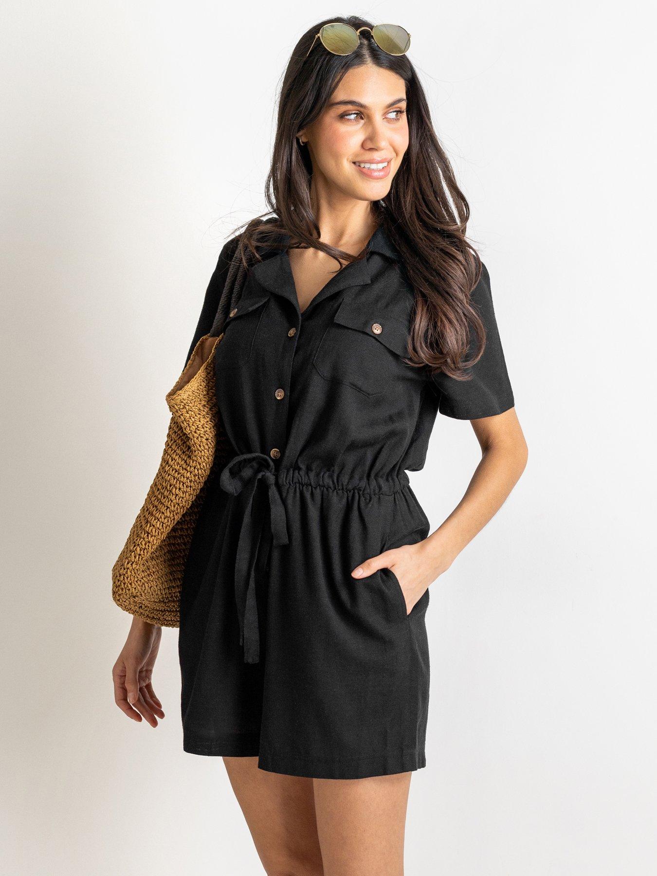 Pour Moi Paige Textured Woven Utility Playsuit