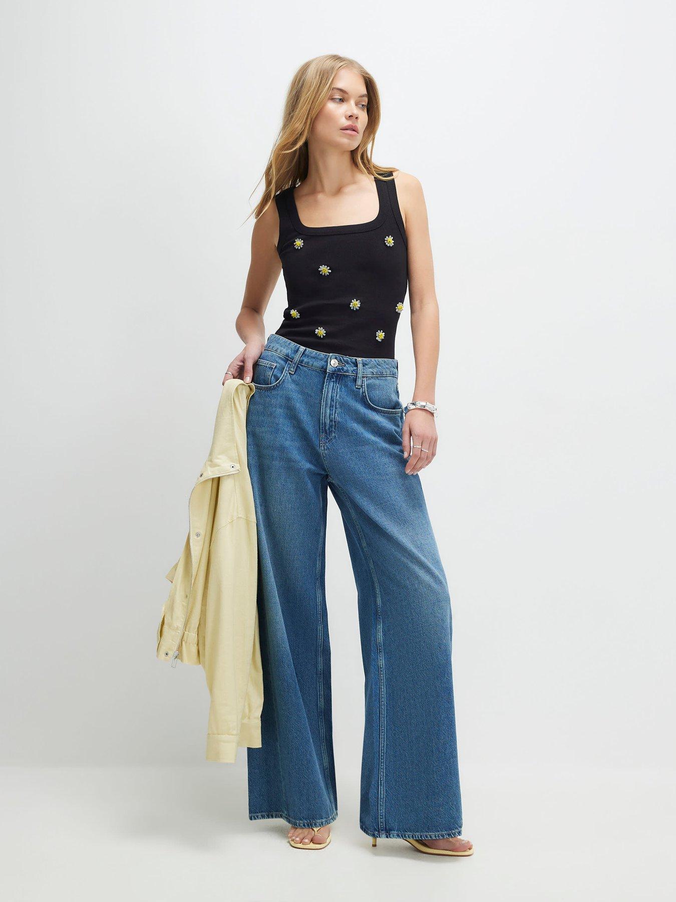 Image 2 of 3 of River Island Daisy Embellished Tank Top