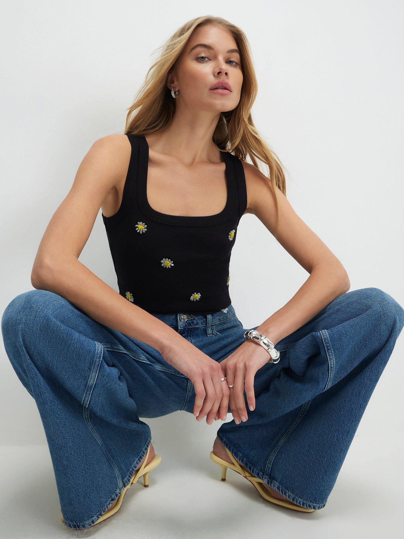 Image 3 of 3 of River Island Daisy Embellished Tank Top