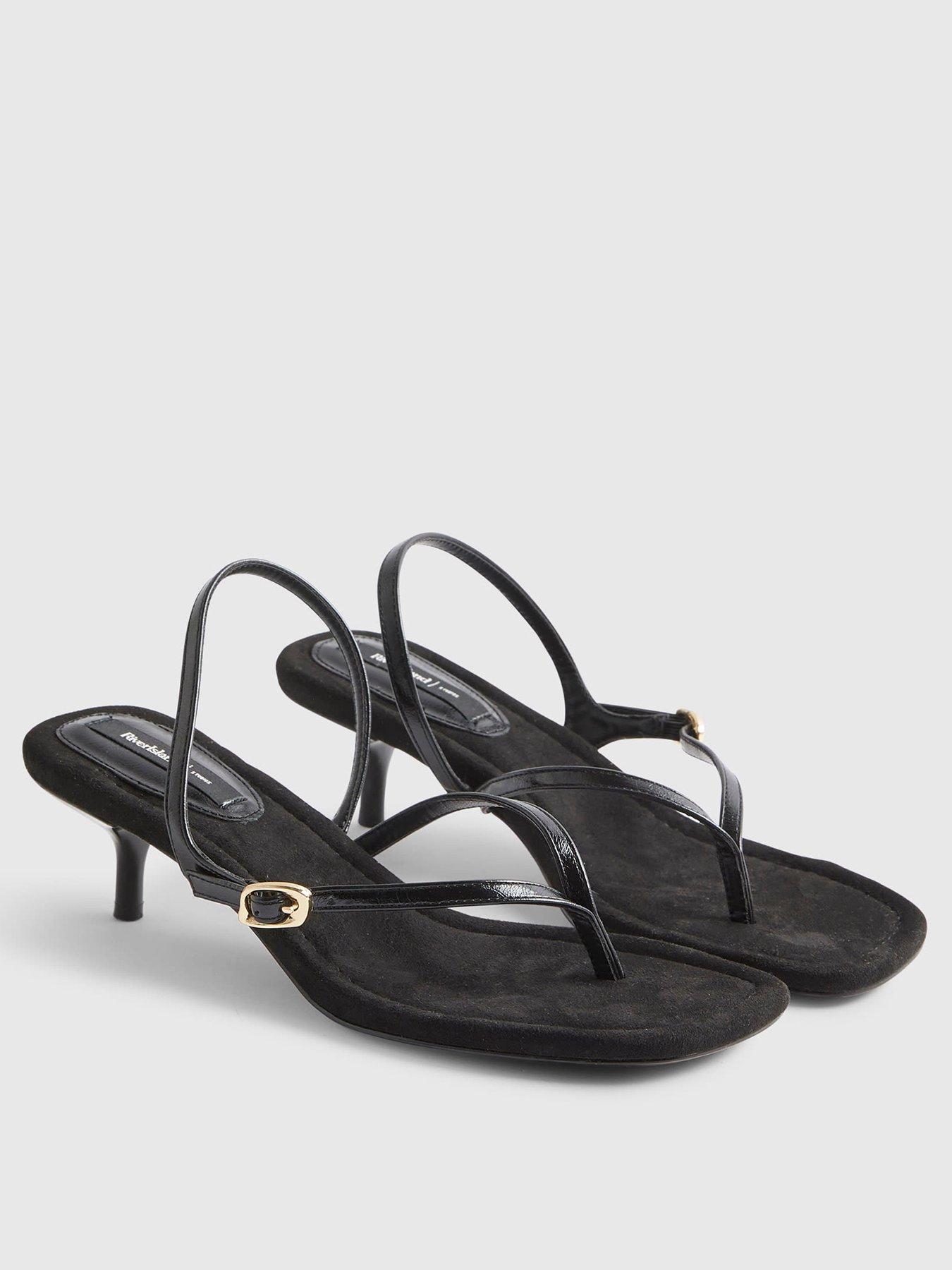 Image 2 of 4 of River Island Toe Thong Heeled Sandals