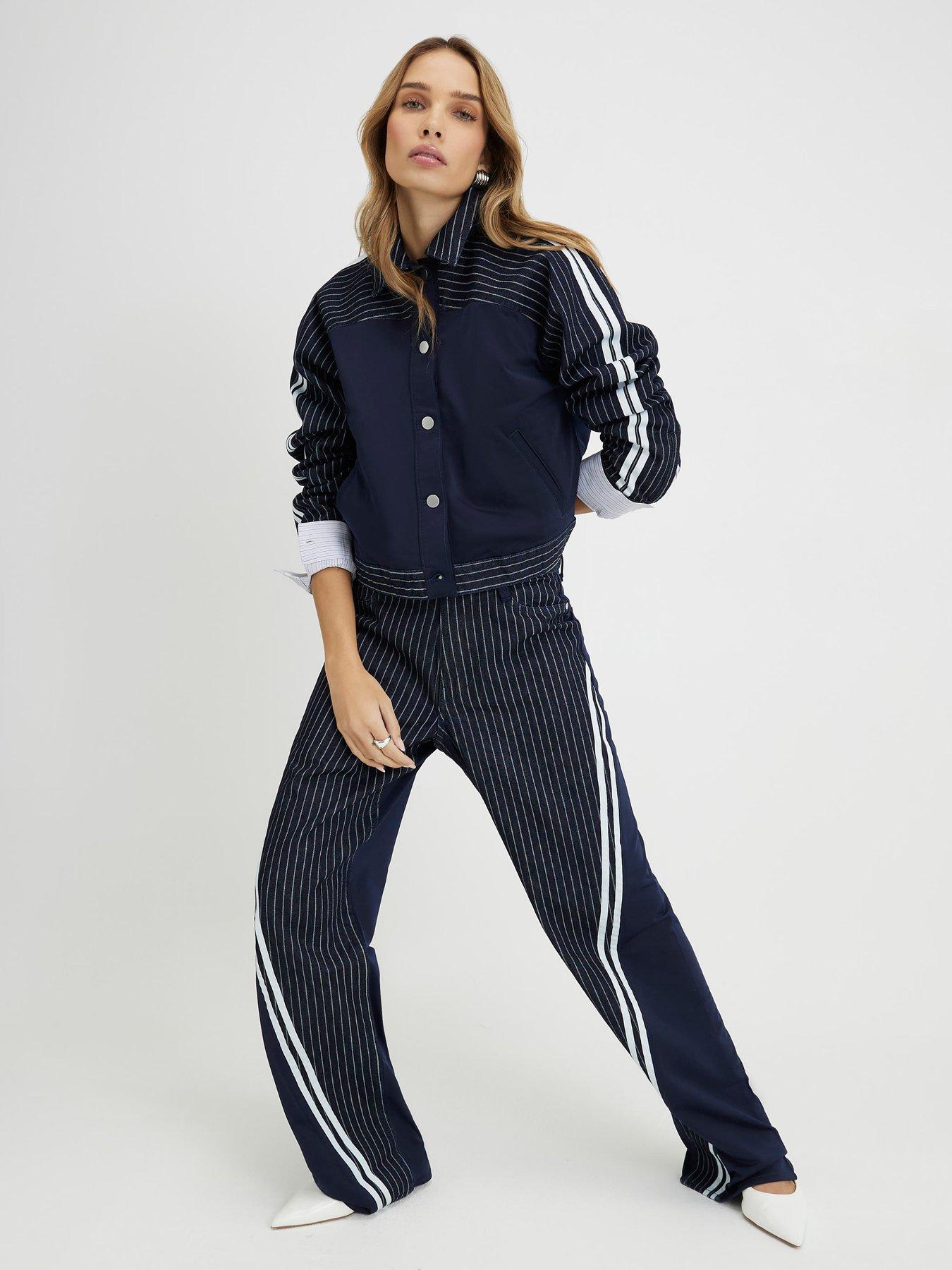 River Island Relaxed Straight Leg Stripe Hybrid Jeans