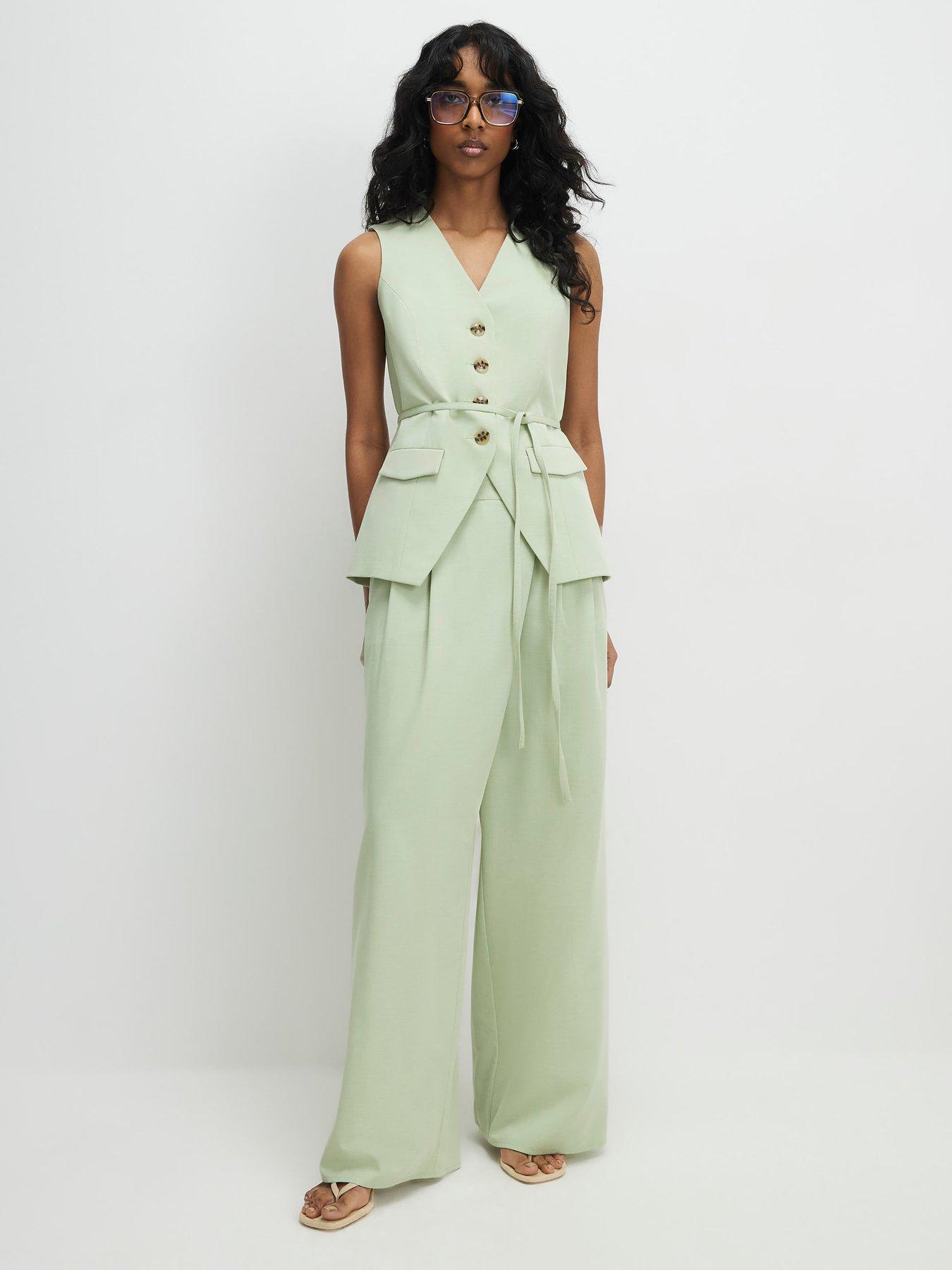 Image 3 of 4 of River Island Wrap Detail Wide Leg Trousers