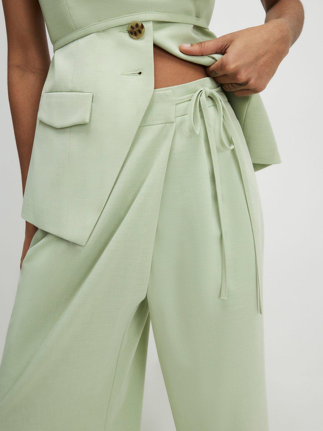 Image 4 of 4 of River Island Wrap Detail Wide Leg Trousers