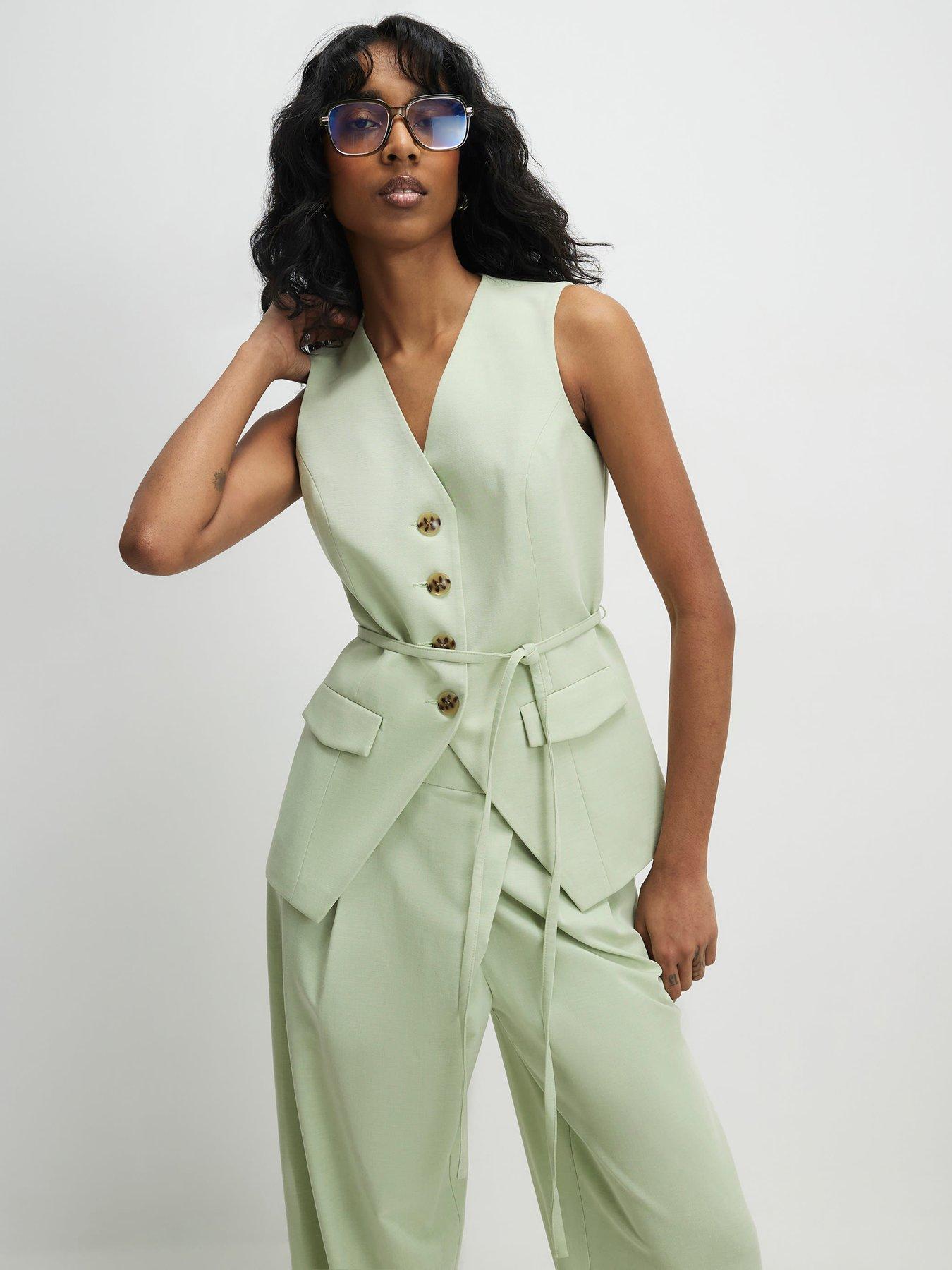 Image 1 of 4 of River Island Sleeveless Tie Detail Waistcoat