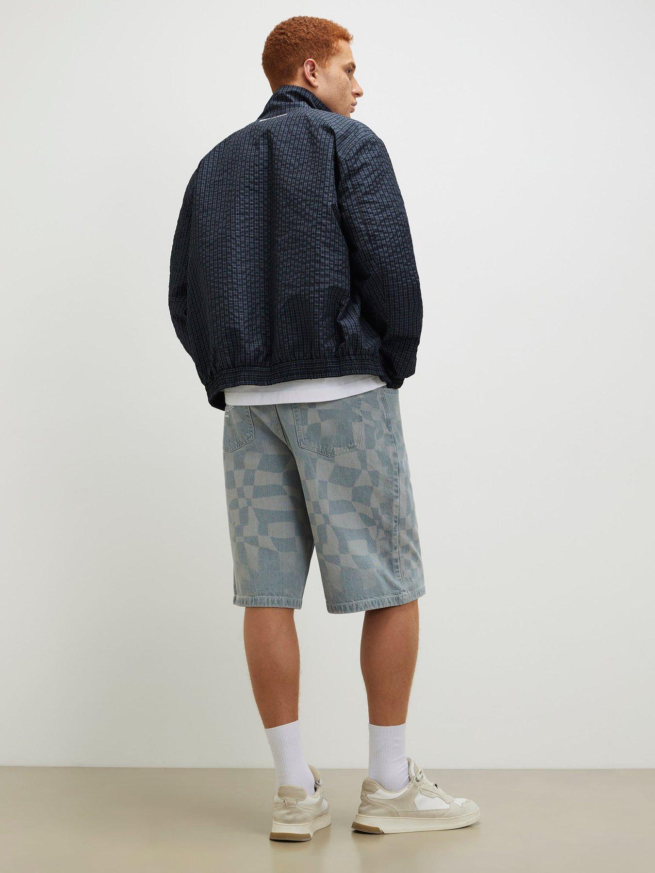  image of river-island-geometric-print-denim-shorts