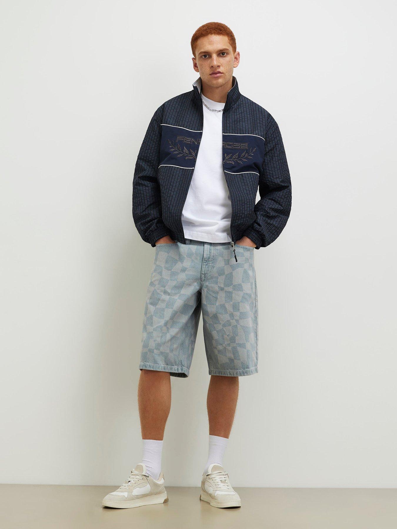  image of river-island-geometric-print-denim-shorts