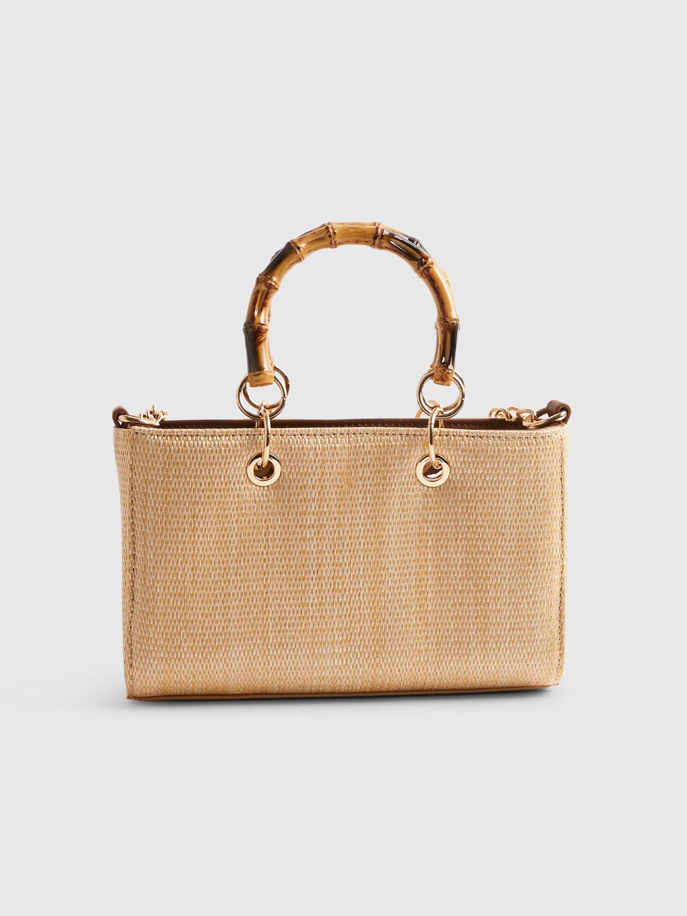  image of river-island-raffia-gem-flower-tote-bag