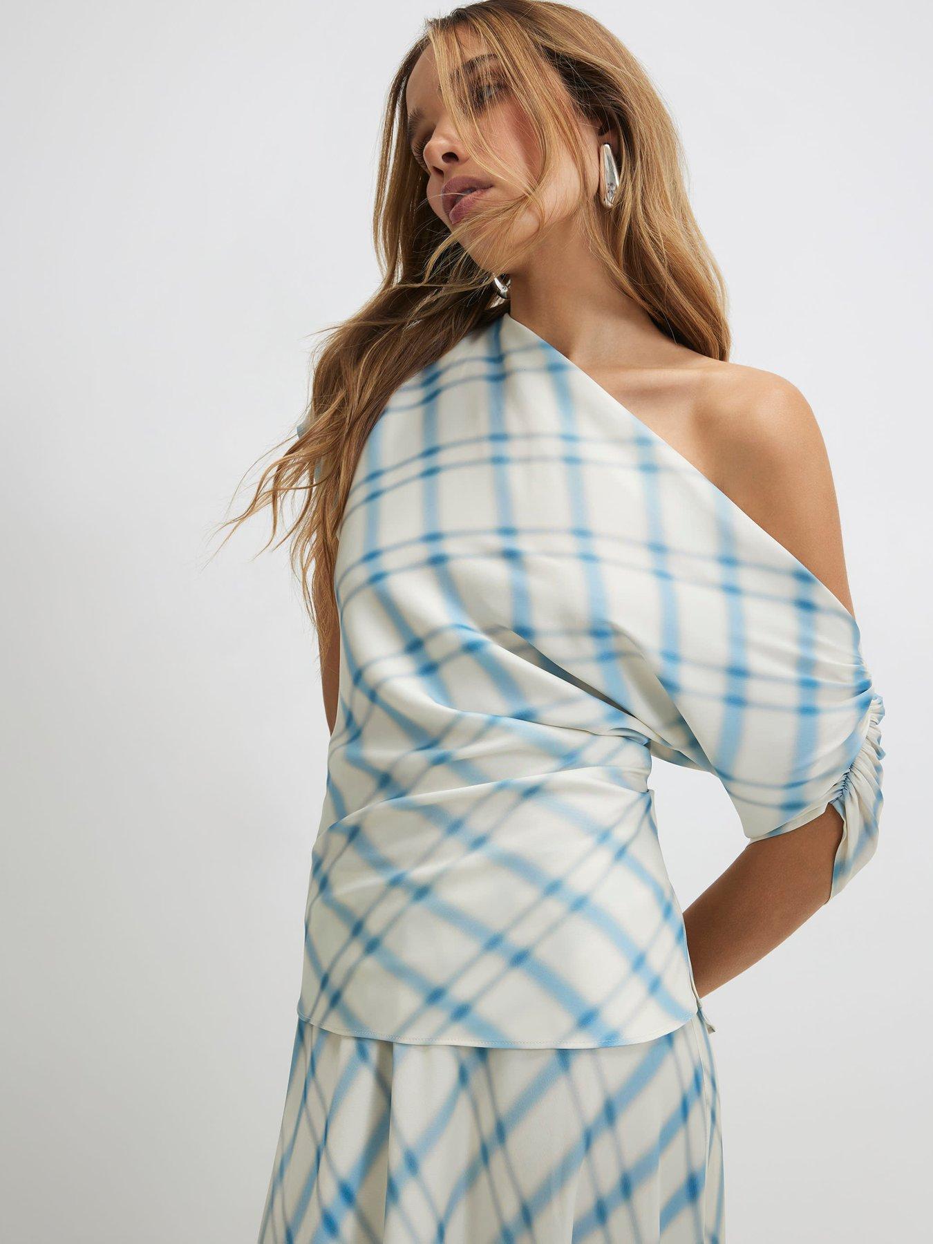 River Island Check Off The Shoulder Top
